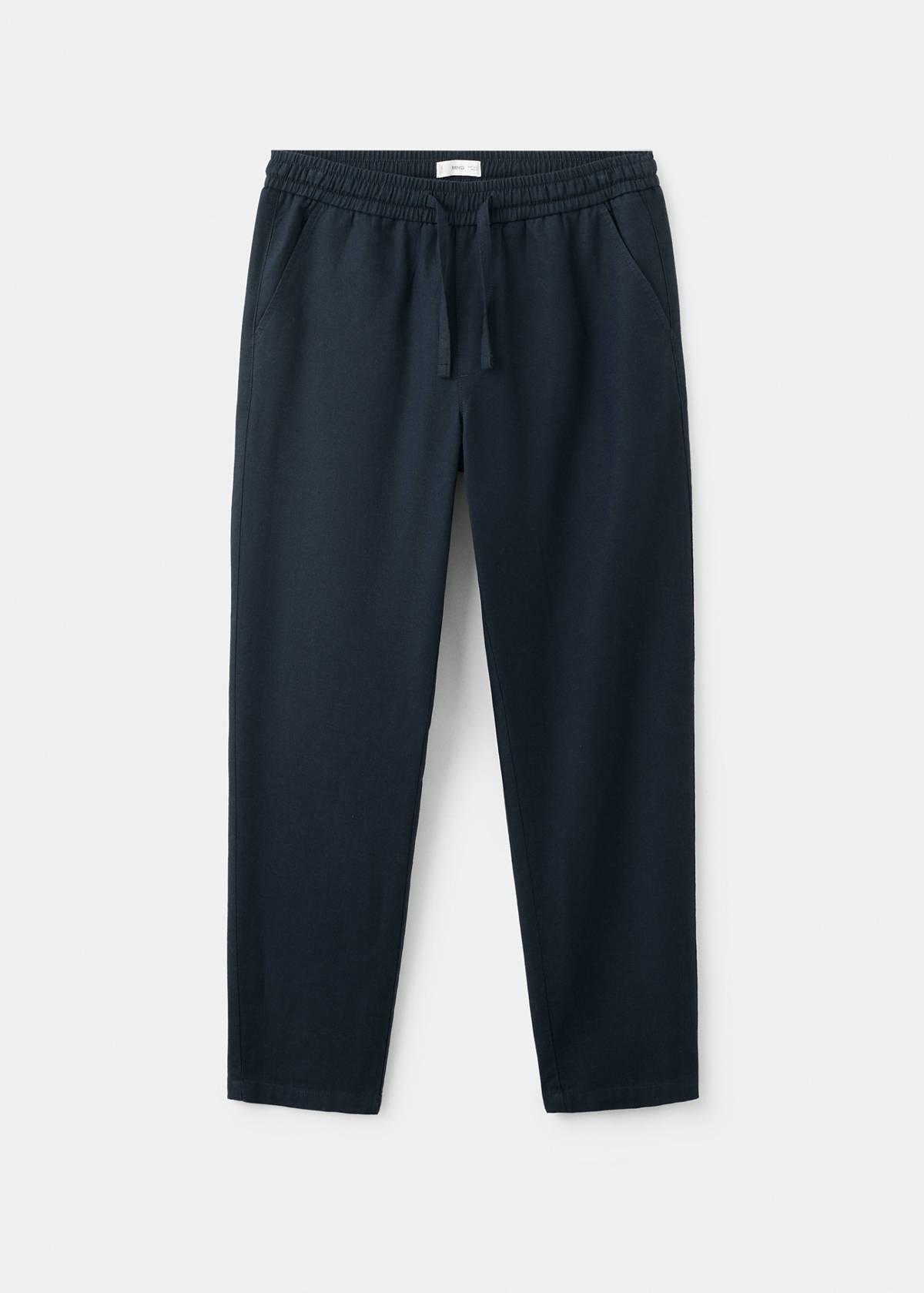 Cotton linen drawstring trousers — Navy