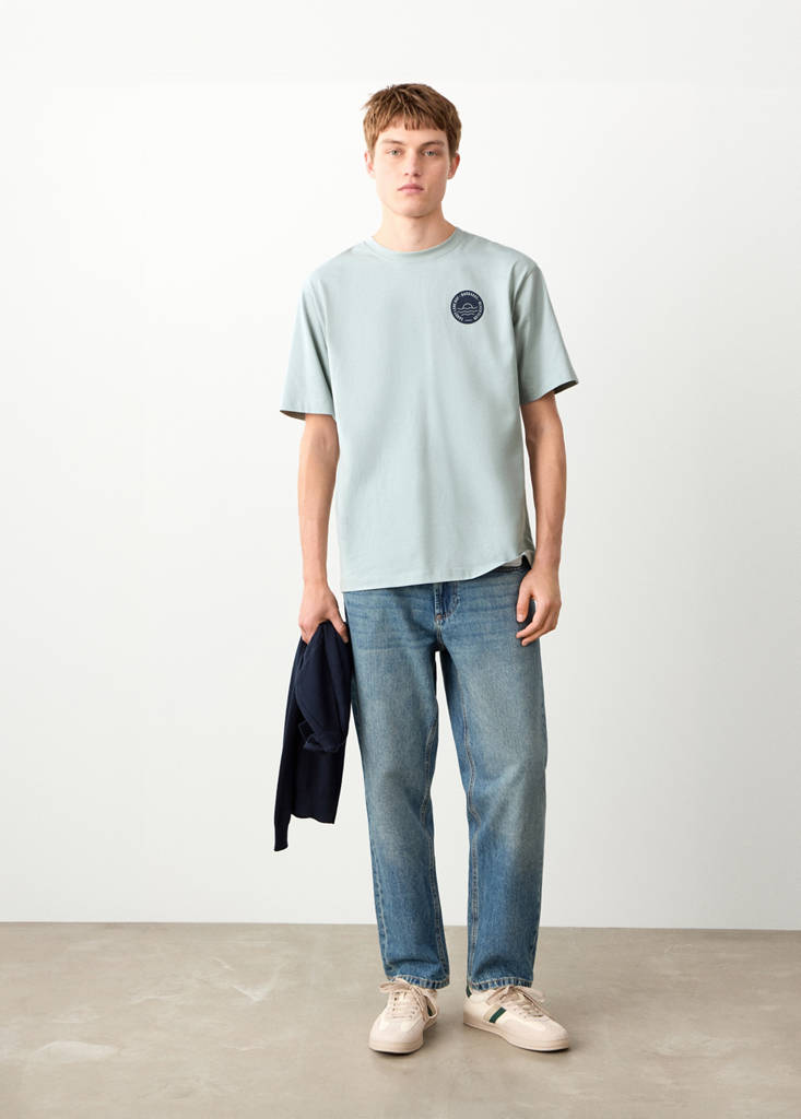 Printed cotton-blend t-shirt — Aqua Green