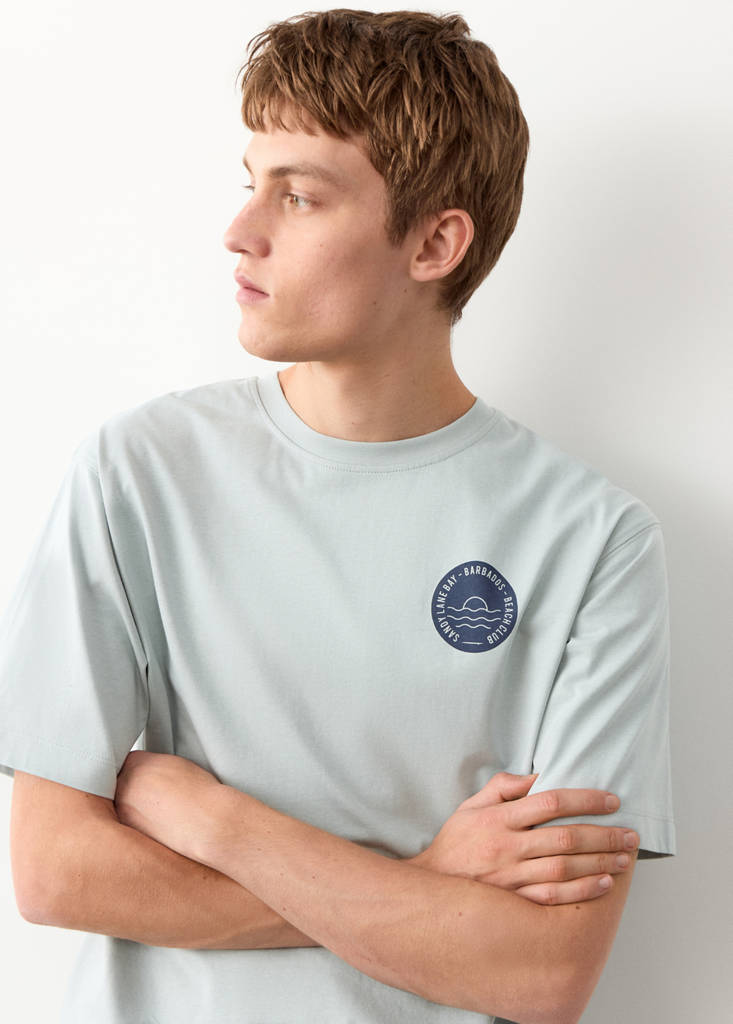 Printed cotton-blend t-shirt — Aqua Green