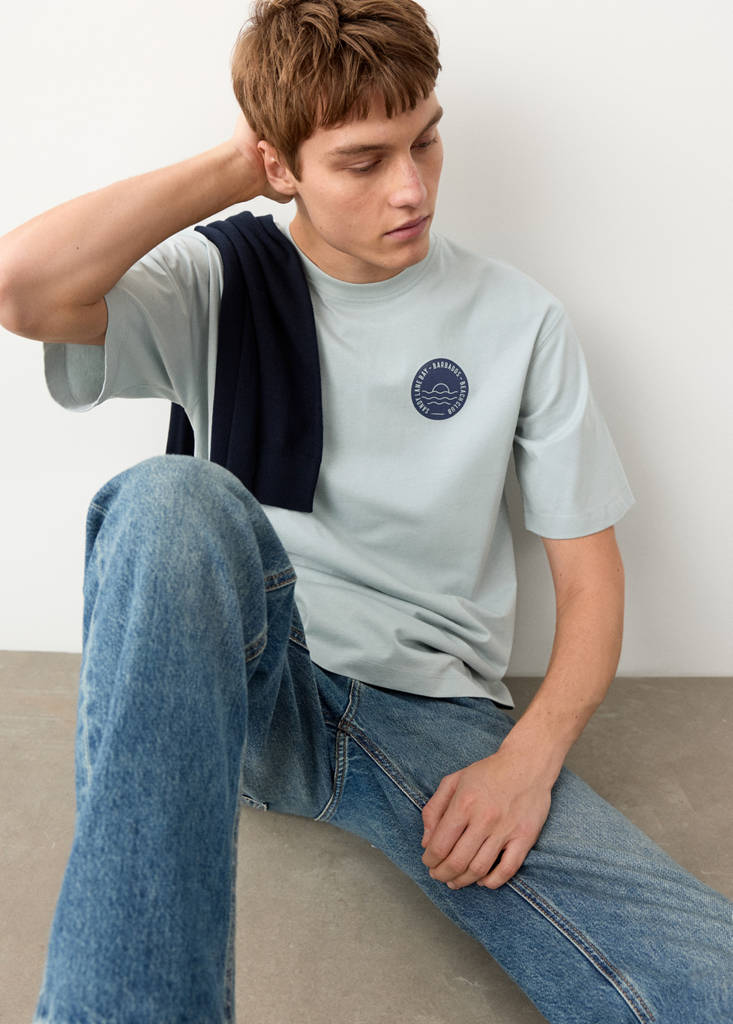 Printed cotton-blend t-shirt — Aqua Green