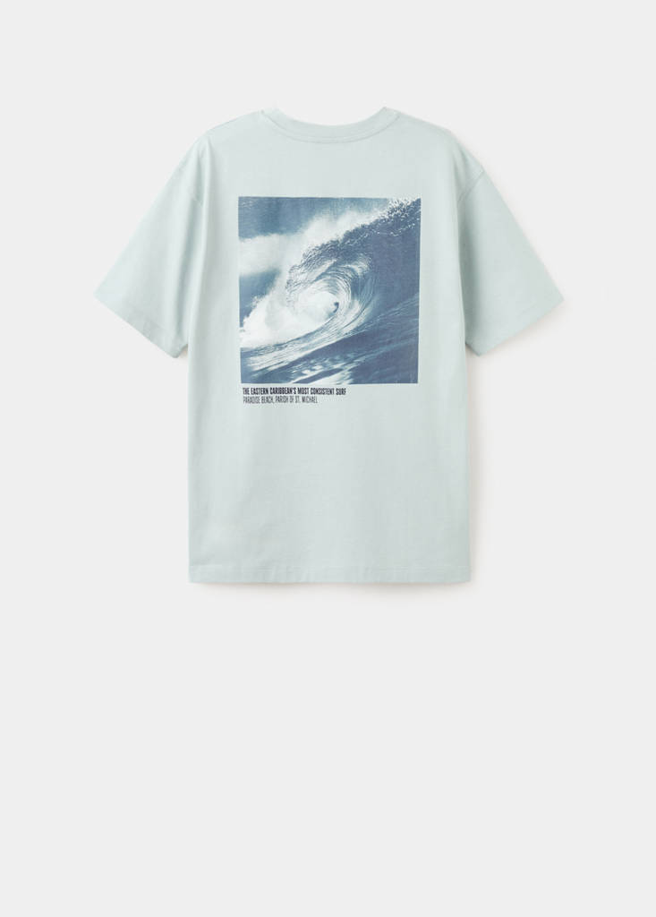Printed cotton-blend t-shirt — Aqua Green