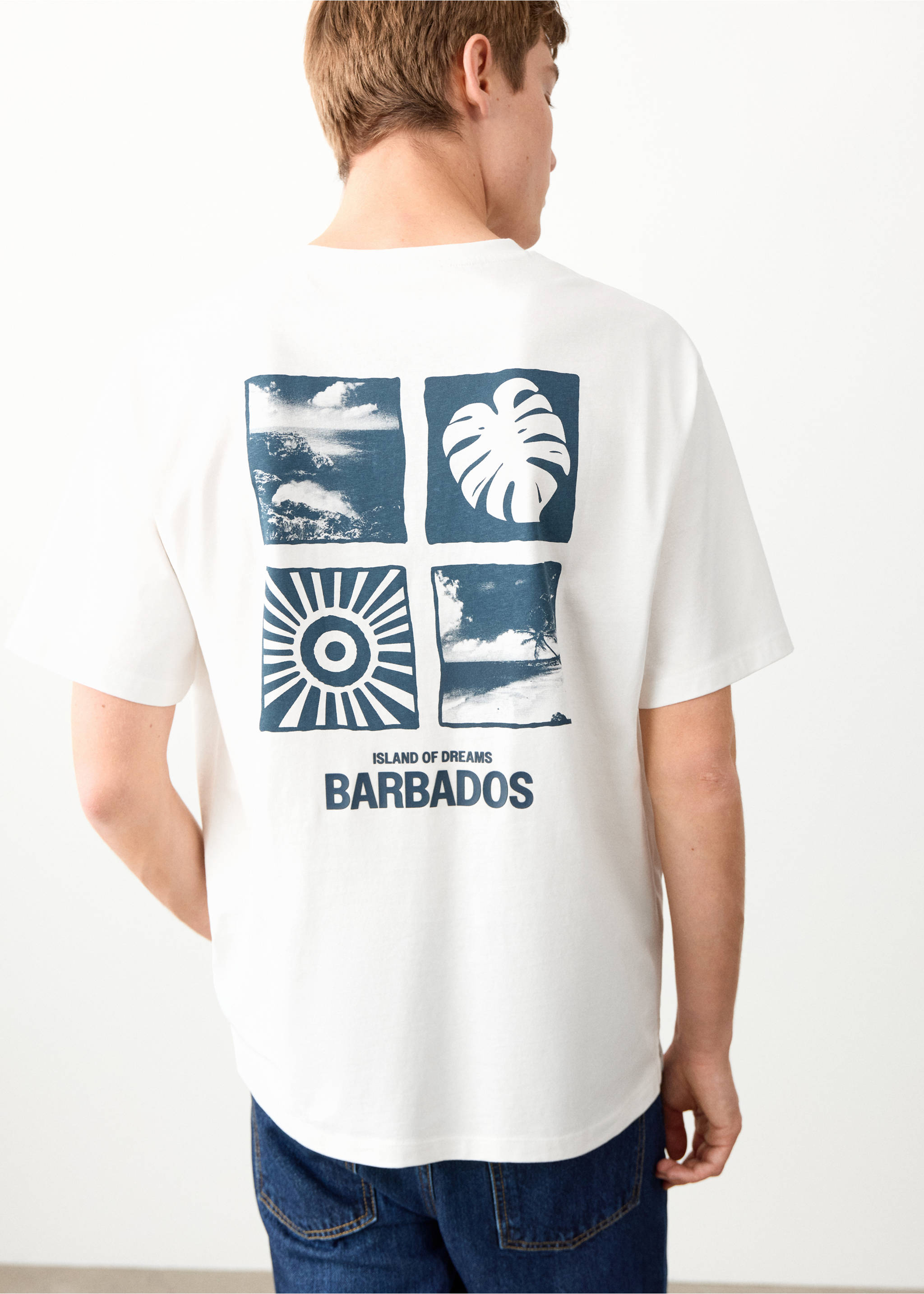 Printed cotton-blend t-shirt - Reverse of the article, Off White. Ref: 27034056-00.