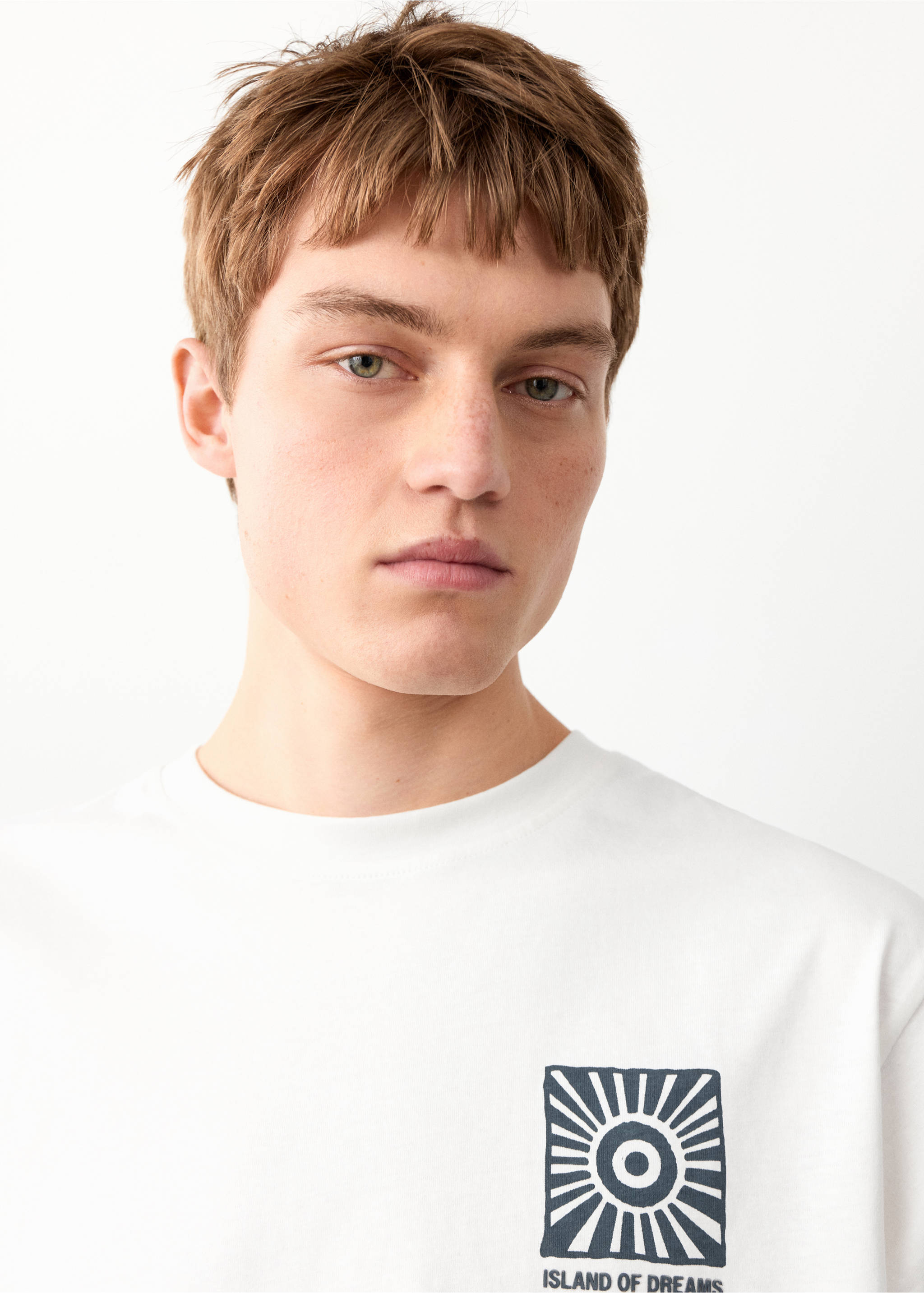 Printed cotton-blend t-shirt - Details of the article 1, Off White. Ref: 27034056-00.