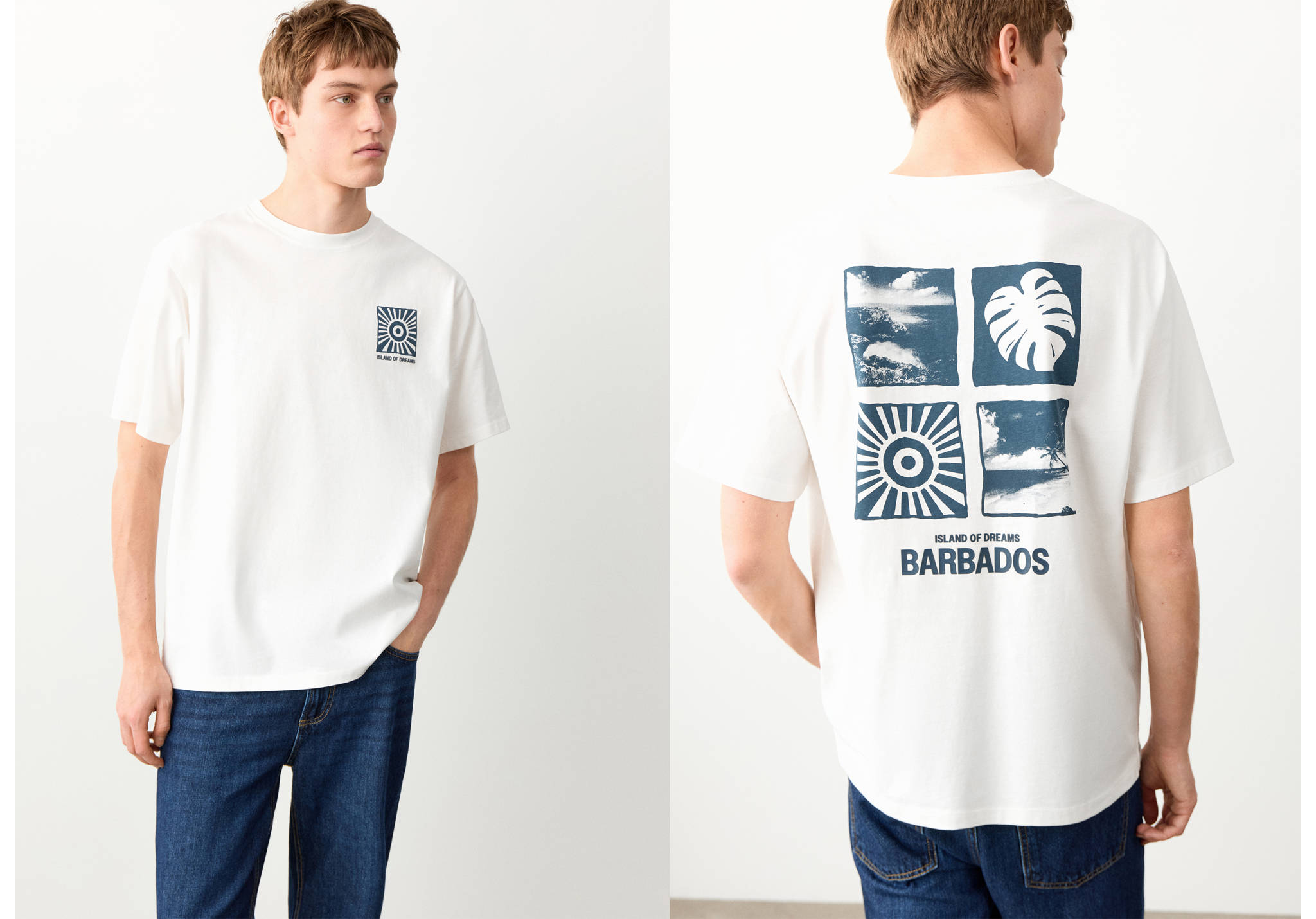 Printed cotton-blend t-shirt - Panoramic plane