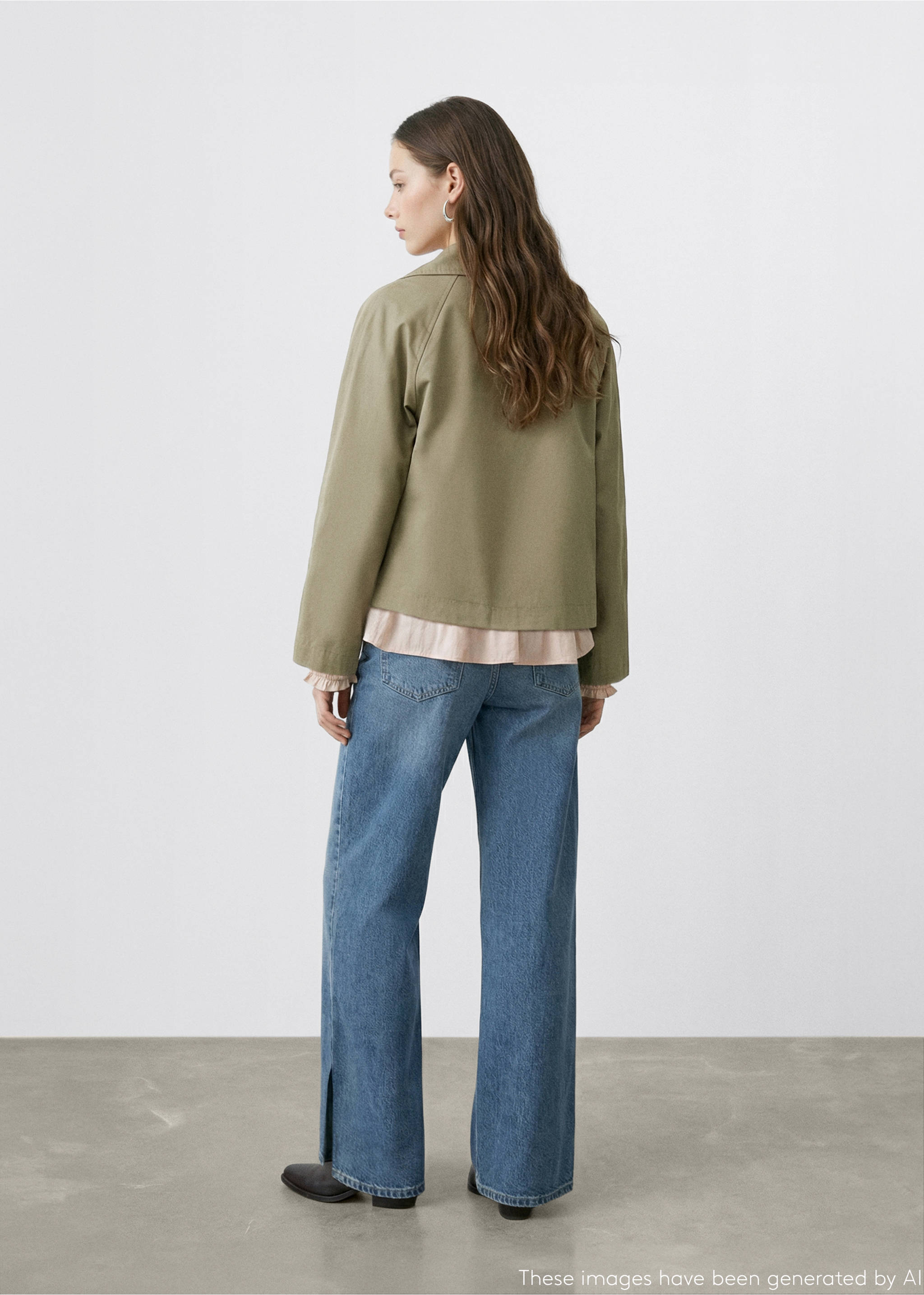 Trench crop solapes - Revers de l'article, Caqui. Ref: 27034057-00.