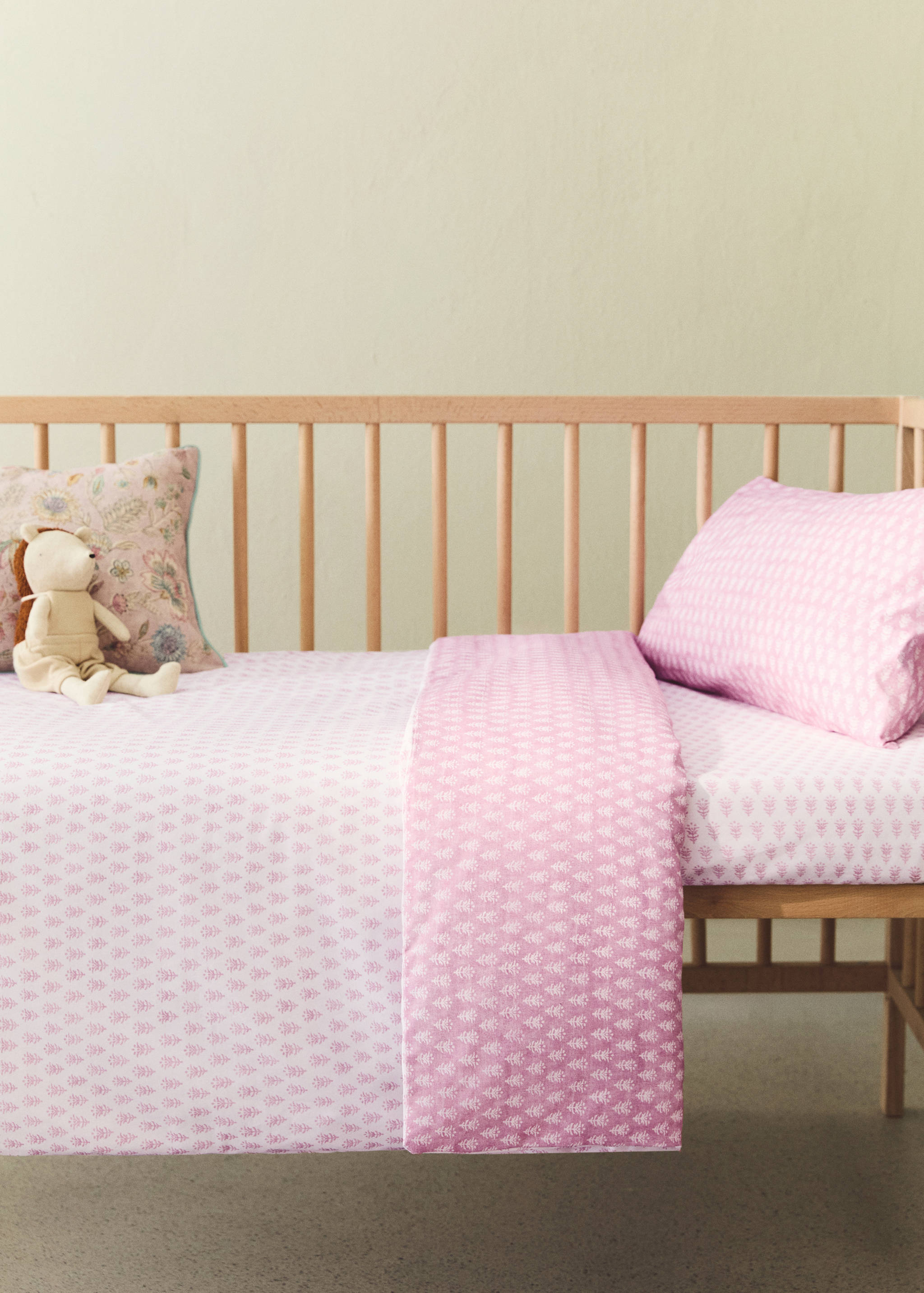 Housse de couette pour lit bébé en coton percale mini fleur - Plan général