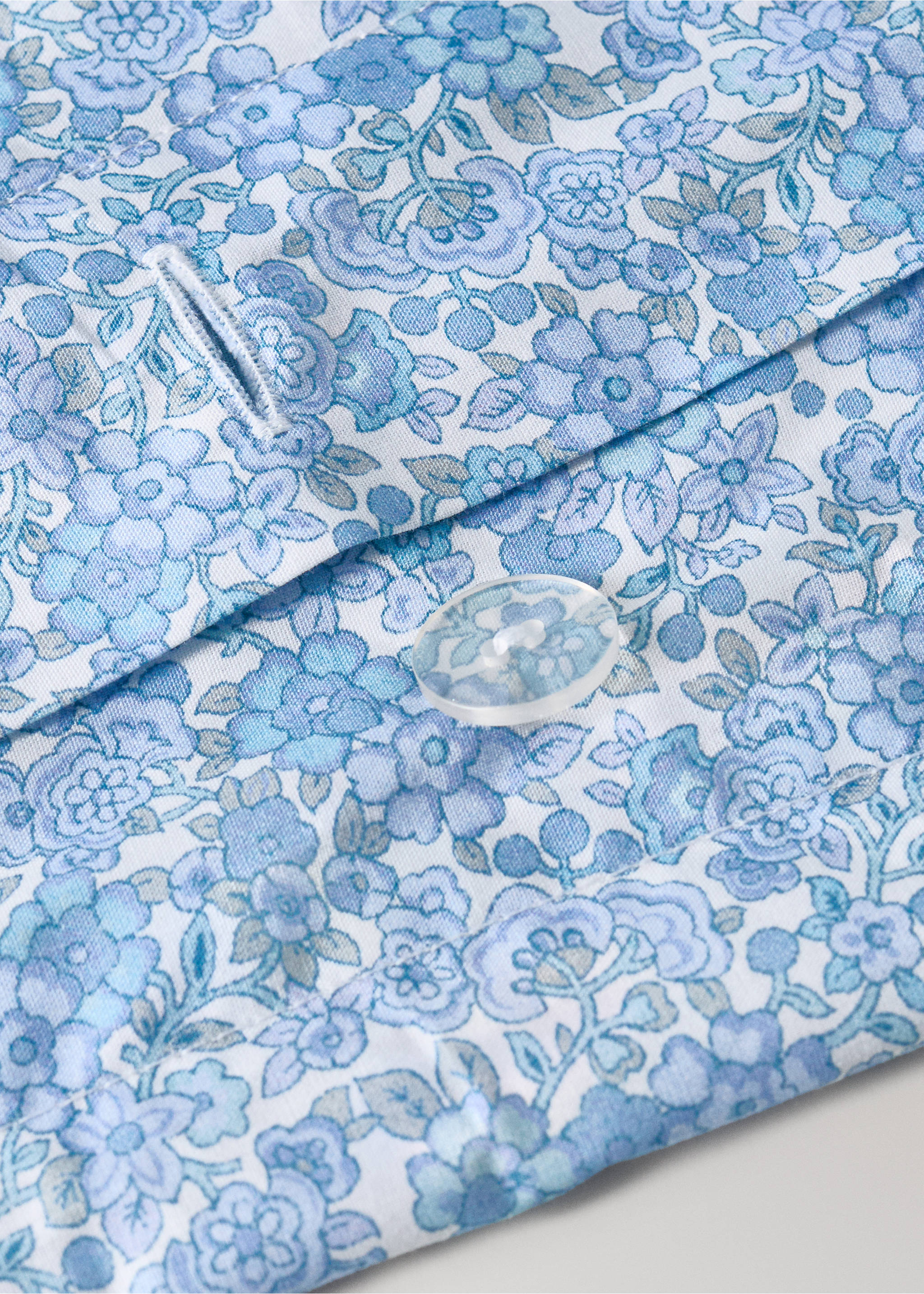 Children's percale floral duvet cover Bed 135/140 cm - Details of the article 2, Blue. Ref: 27034059-00.