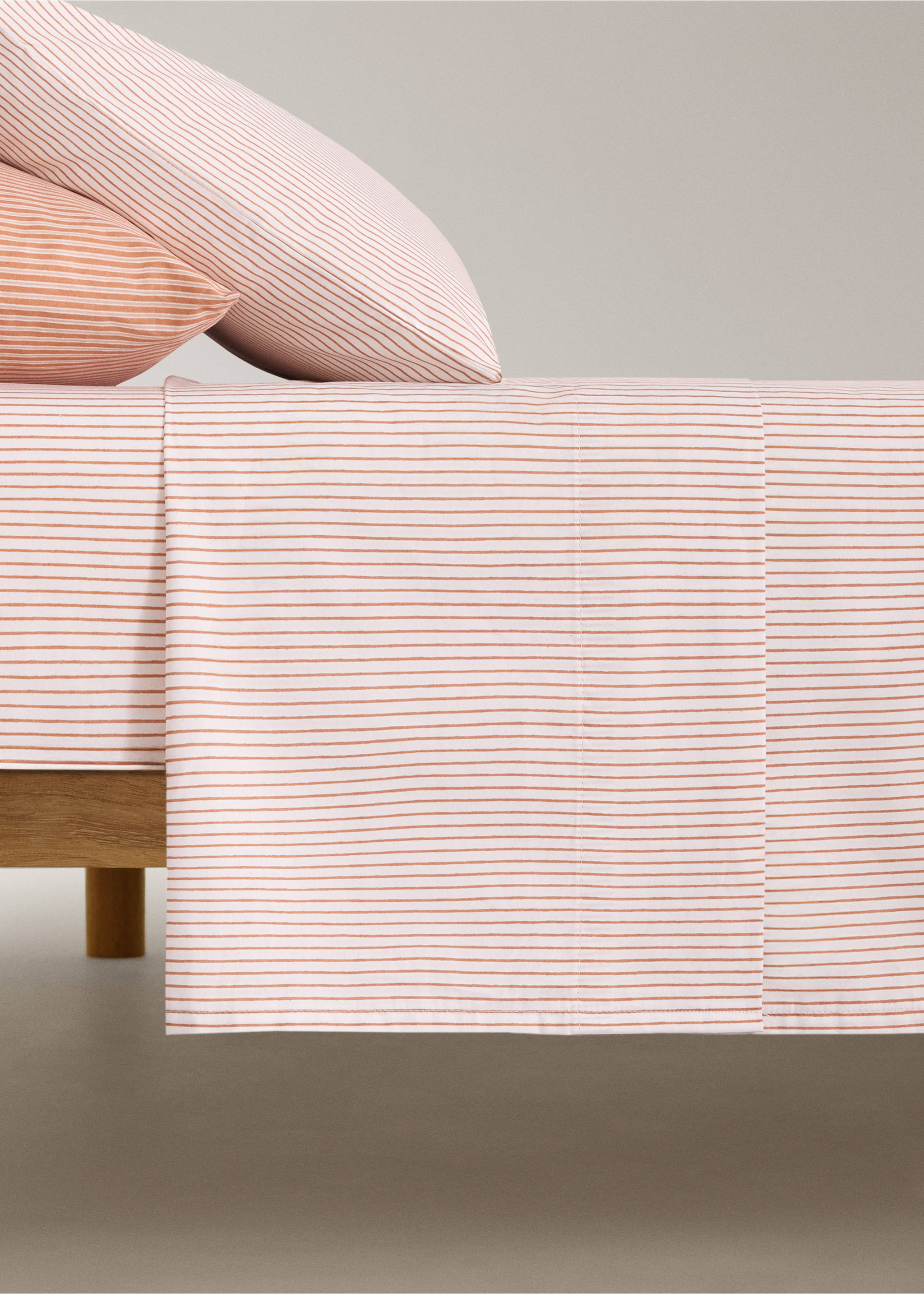 Cotton percale striped children's top sheet for 90 cm bed - Article without model, Russet. Ref: 27034061-00.