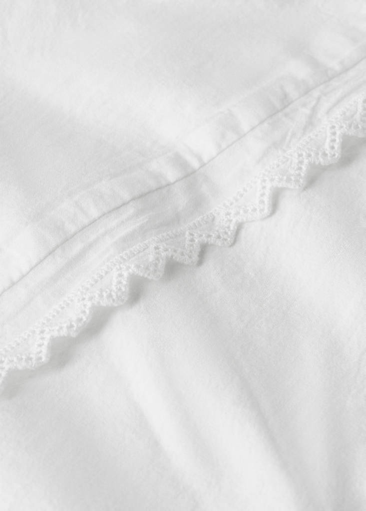 Percale garment-washed cot duvet cover — White
