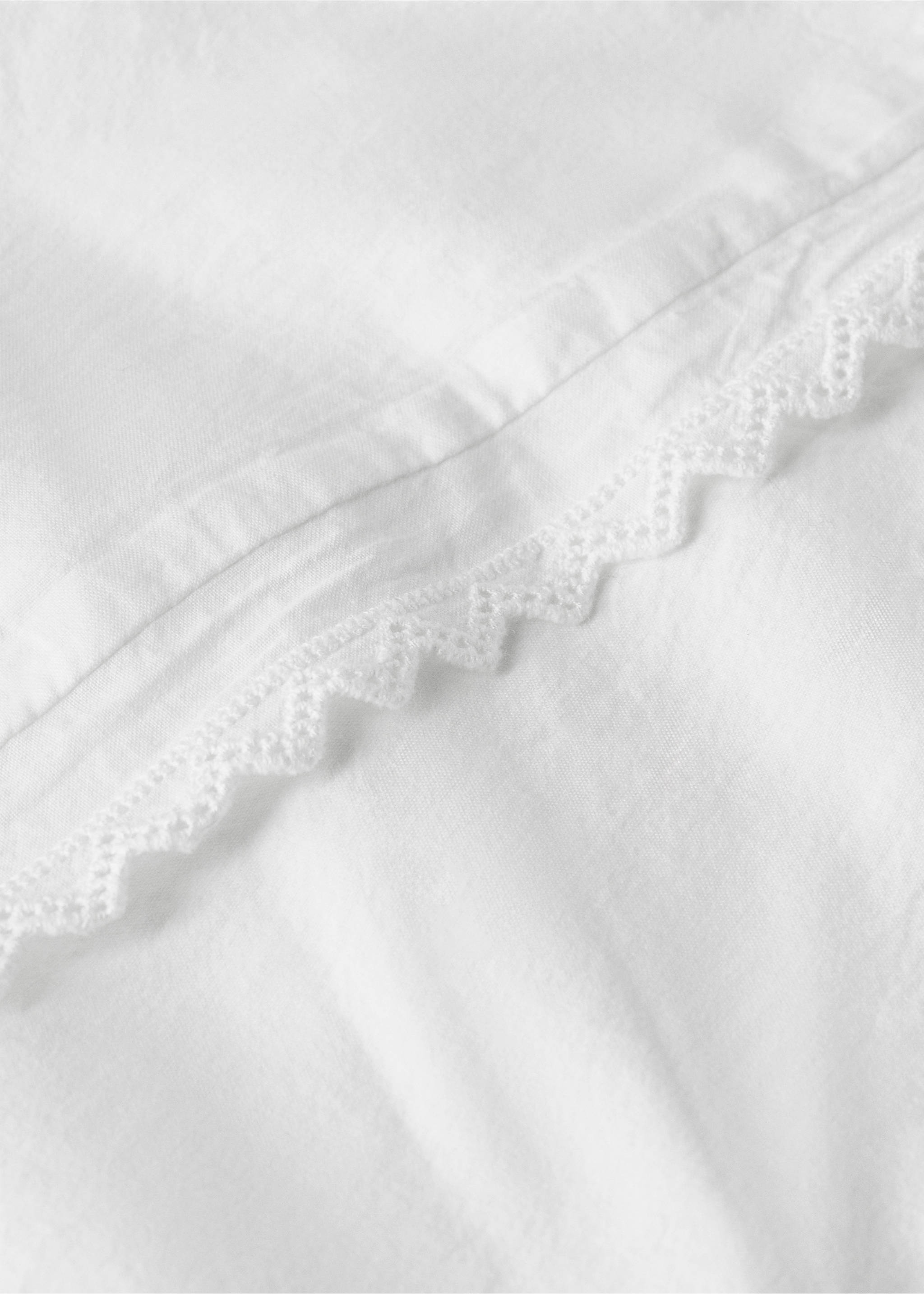 Percale garment-washed cot duvet cover - Details of the article 1, White. Ref: 27034066-00.