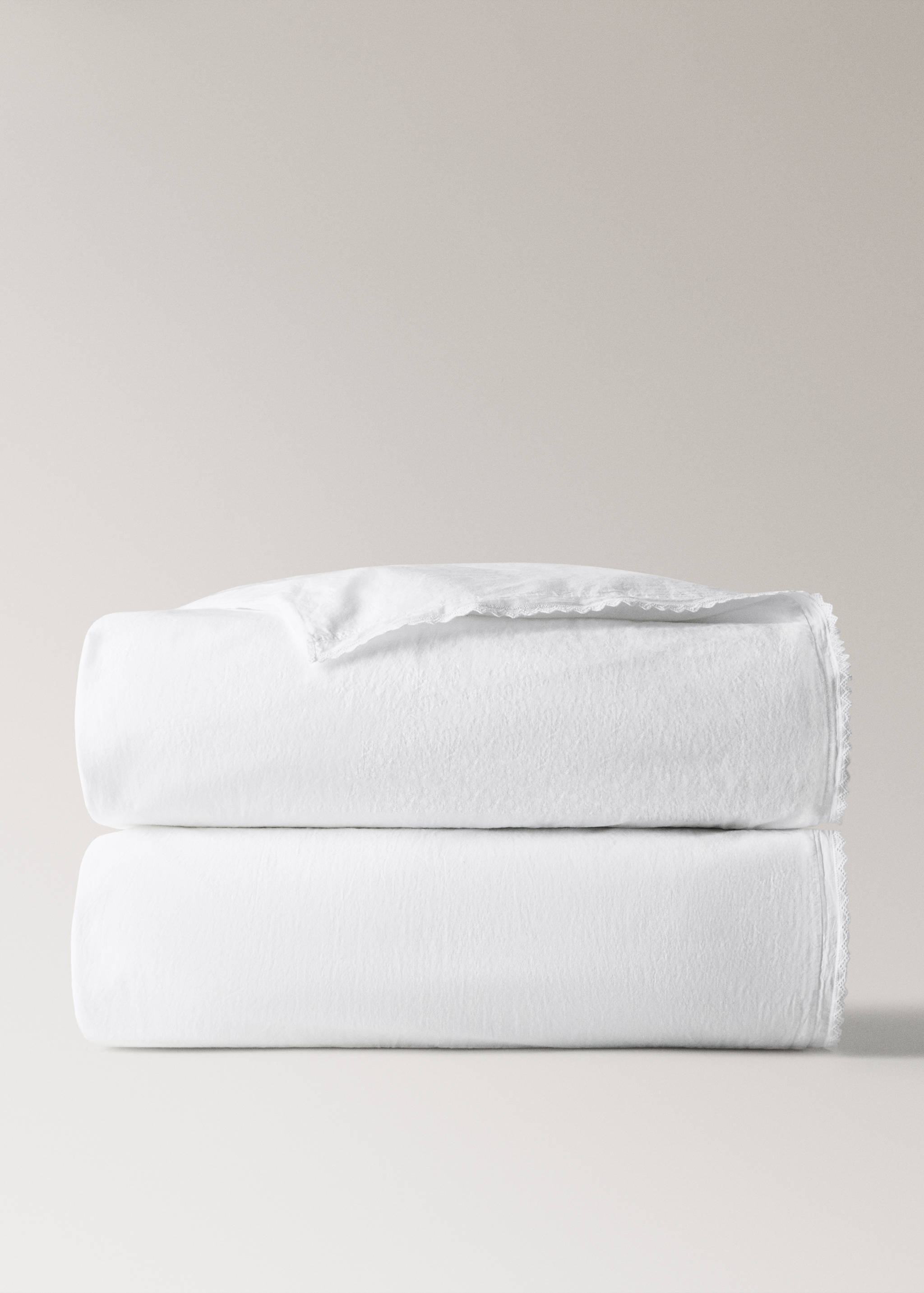 Percale garment-washed cot duvet cover - Article without model