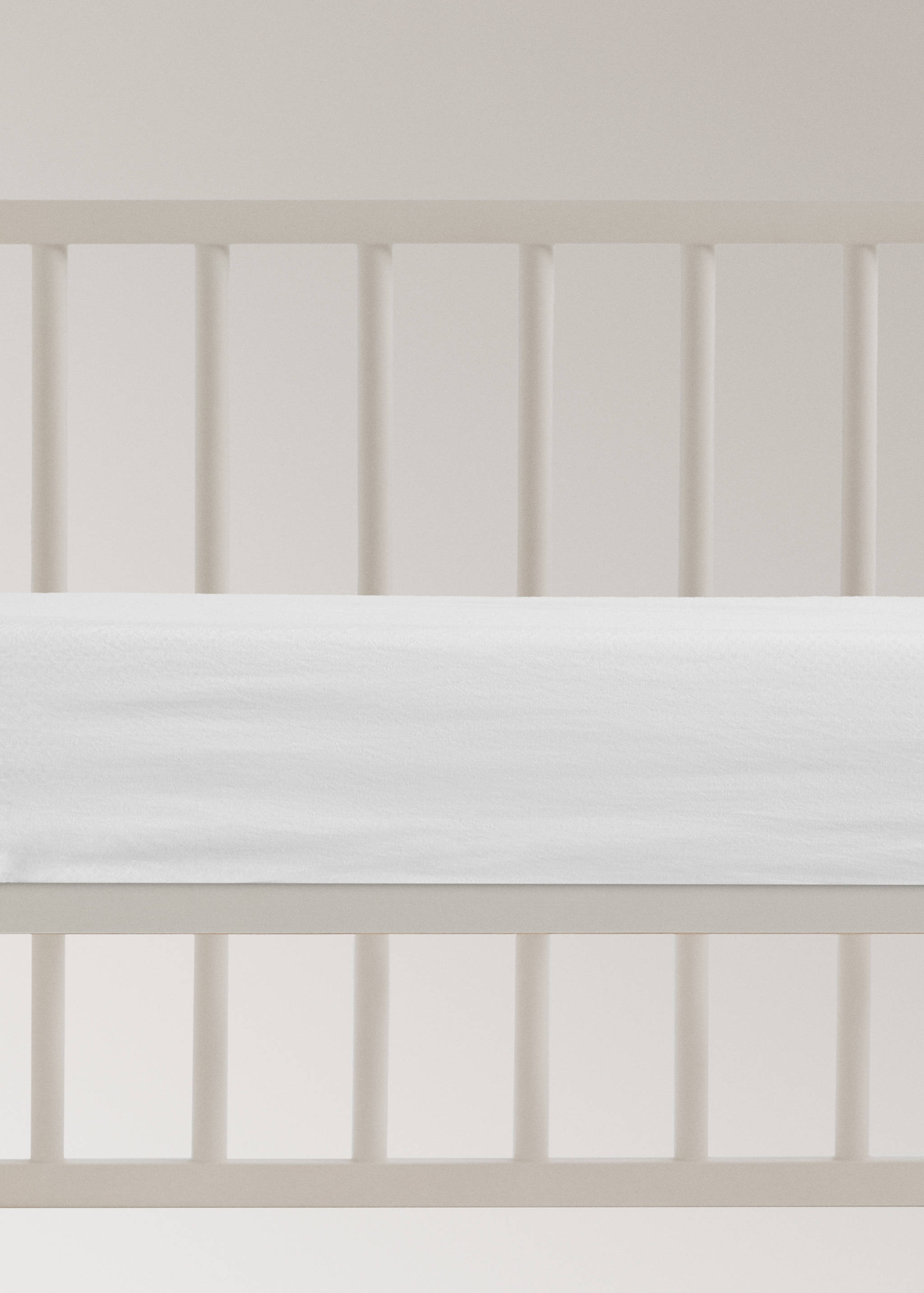 Cot bed fitted sheet percale garment-washed - Article without model
