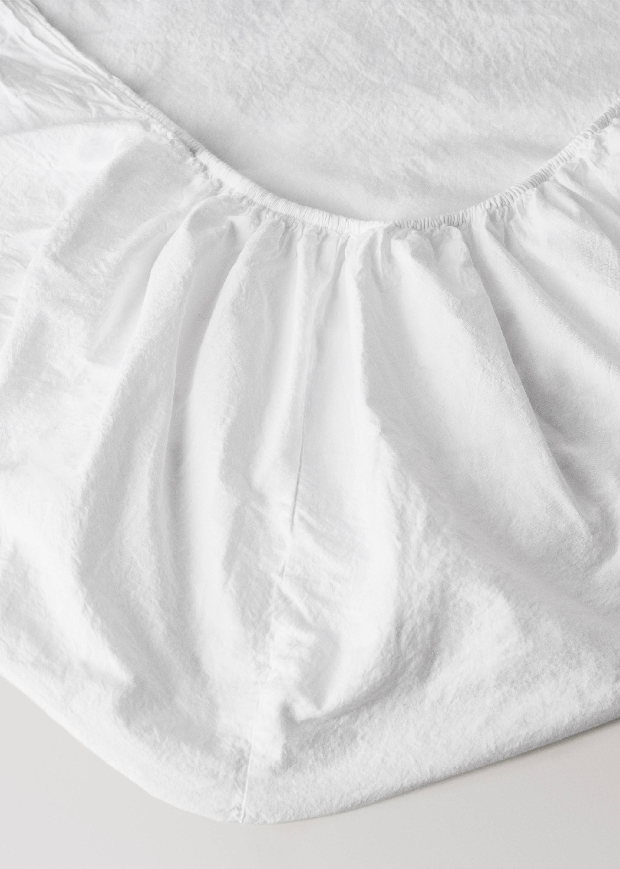Cot bed fitted sheet percale garment-washed - Details of the article 1, White. Ref: 27034067-00.