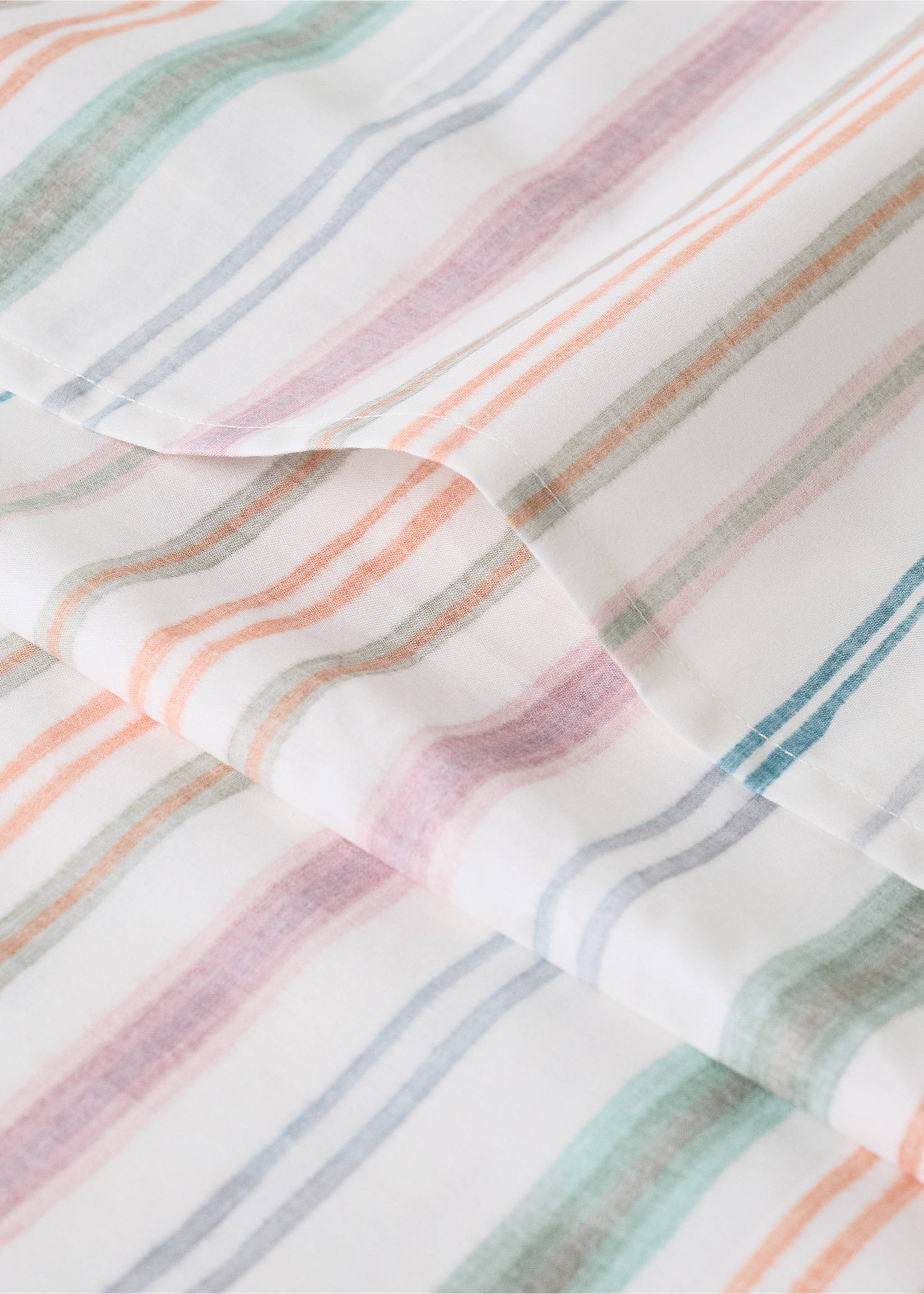 Cotton striped duvet cover for cot - Details of the article 2, Green. Ref: 27034068-00.