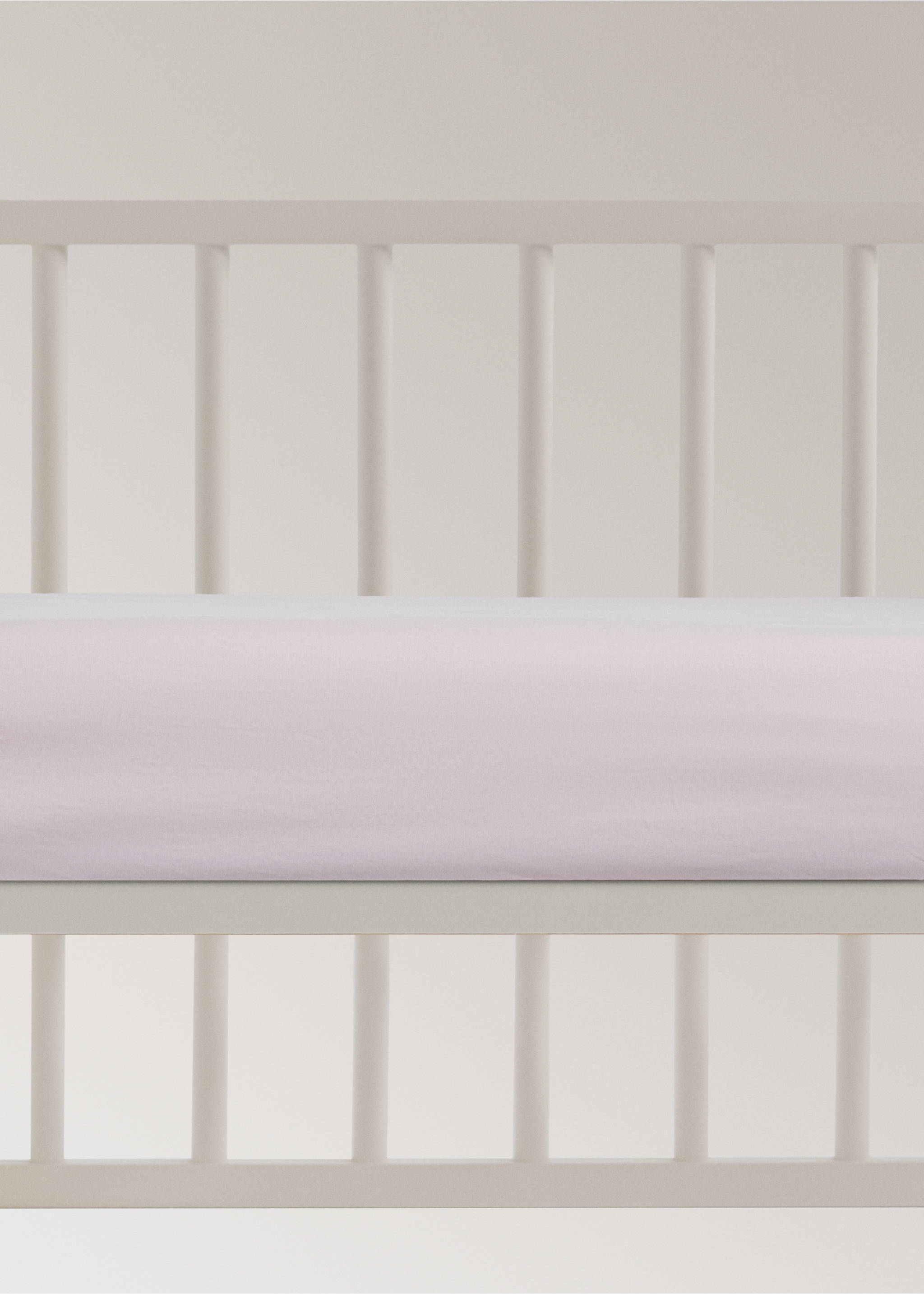 Cot bed fitted sheet in percale cotton - Article without model, Light/Pastel Purple. Ref: 27034069-00.