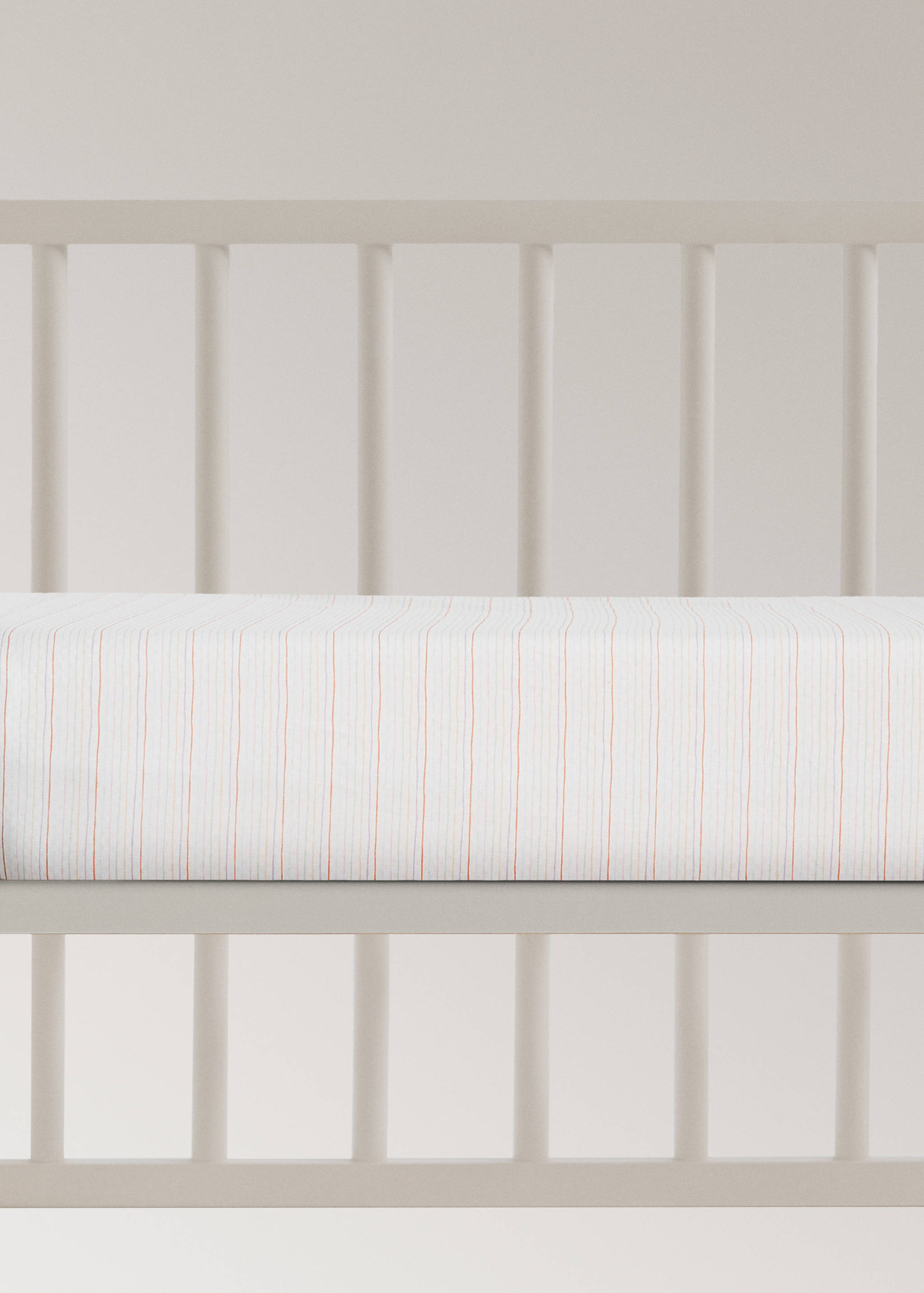 Cot bed fitted sheet in fine stripe percale cotton - Article without model