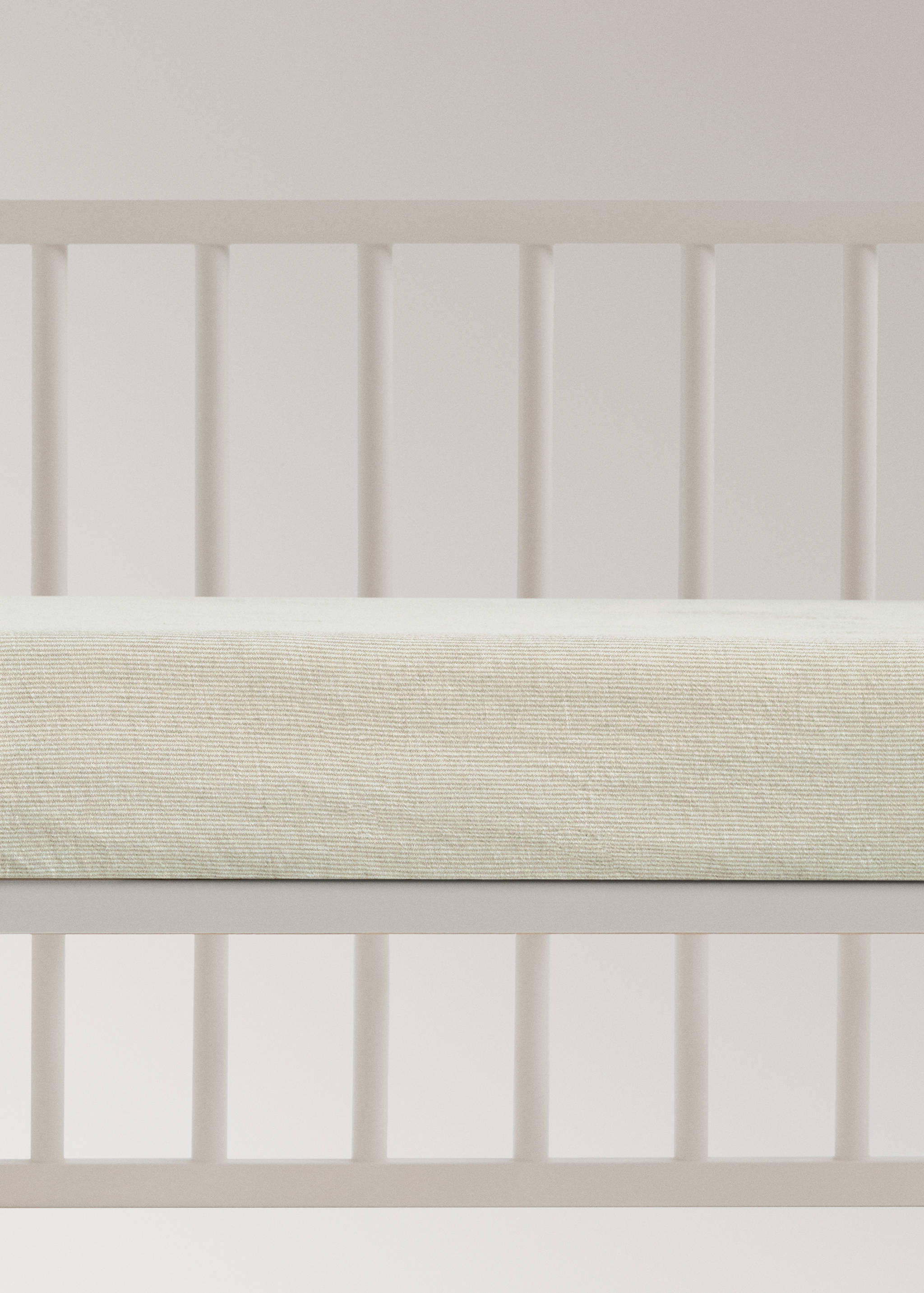 Cot bed fitted sheet in cotton-linen with stripes - Article without model