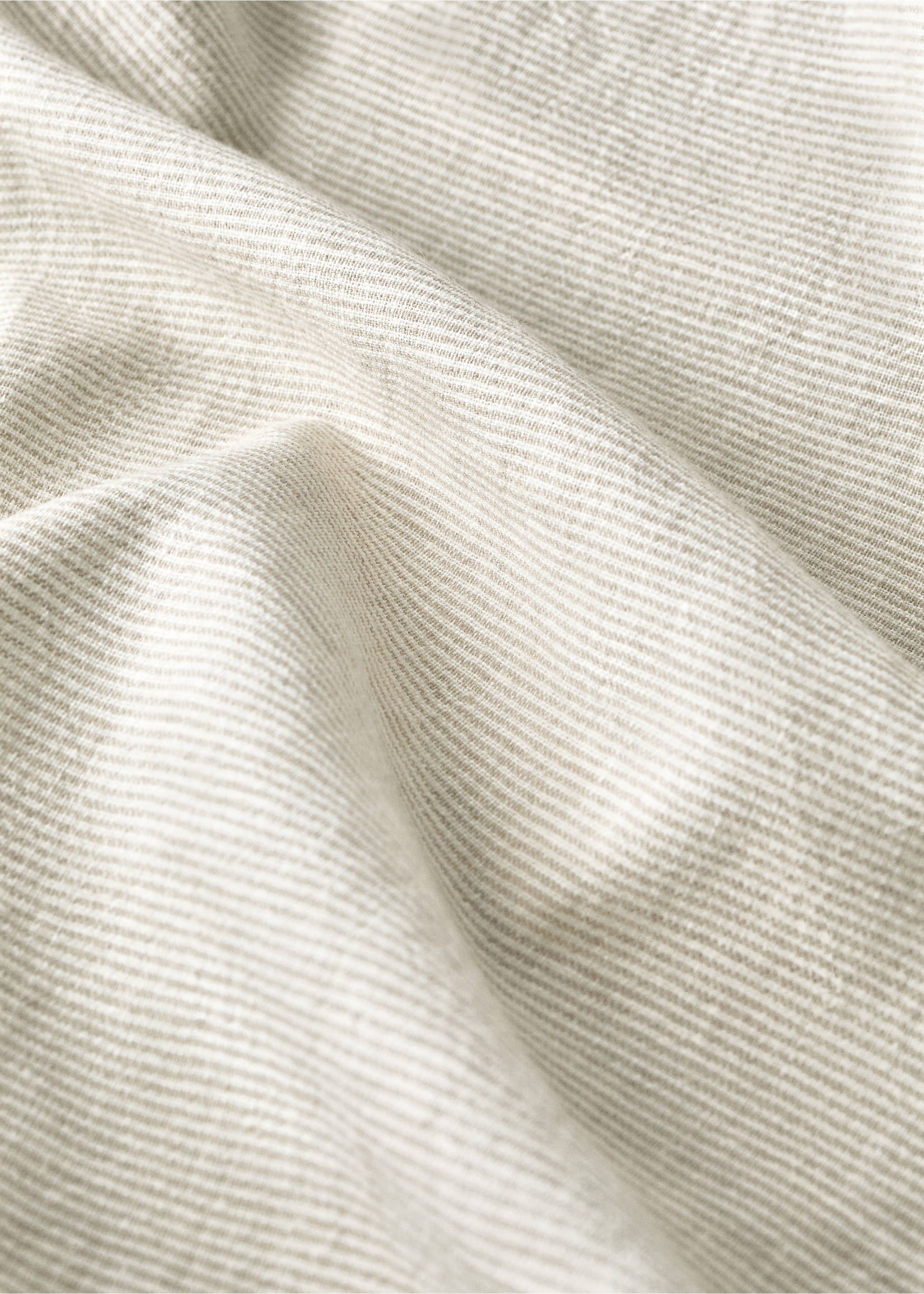 Cot bed fitted sheet in cotton-linen with stripes - Details of the article 2, Sand. Ref: 27034071-00.
