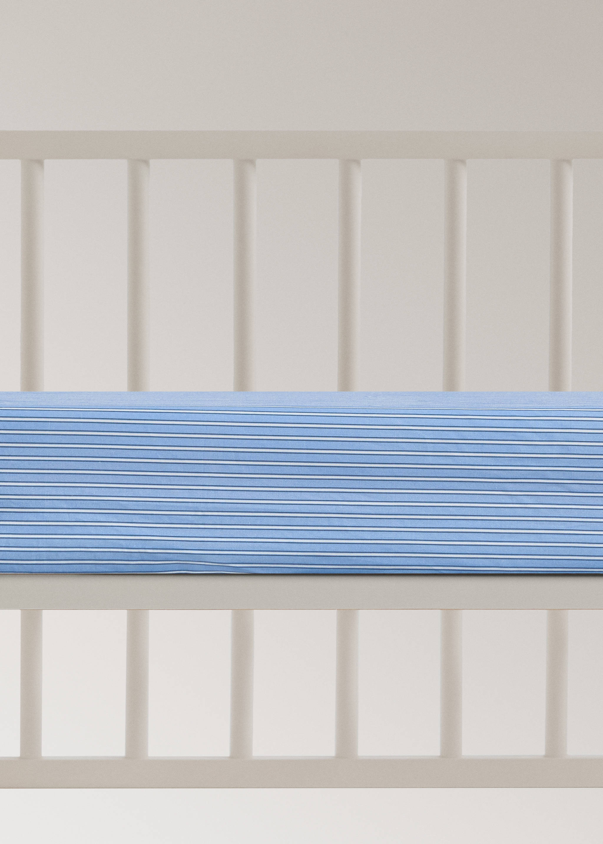Cot bed fitted sheet in bicolour striped percale - Article without model