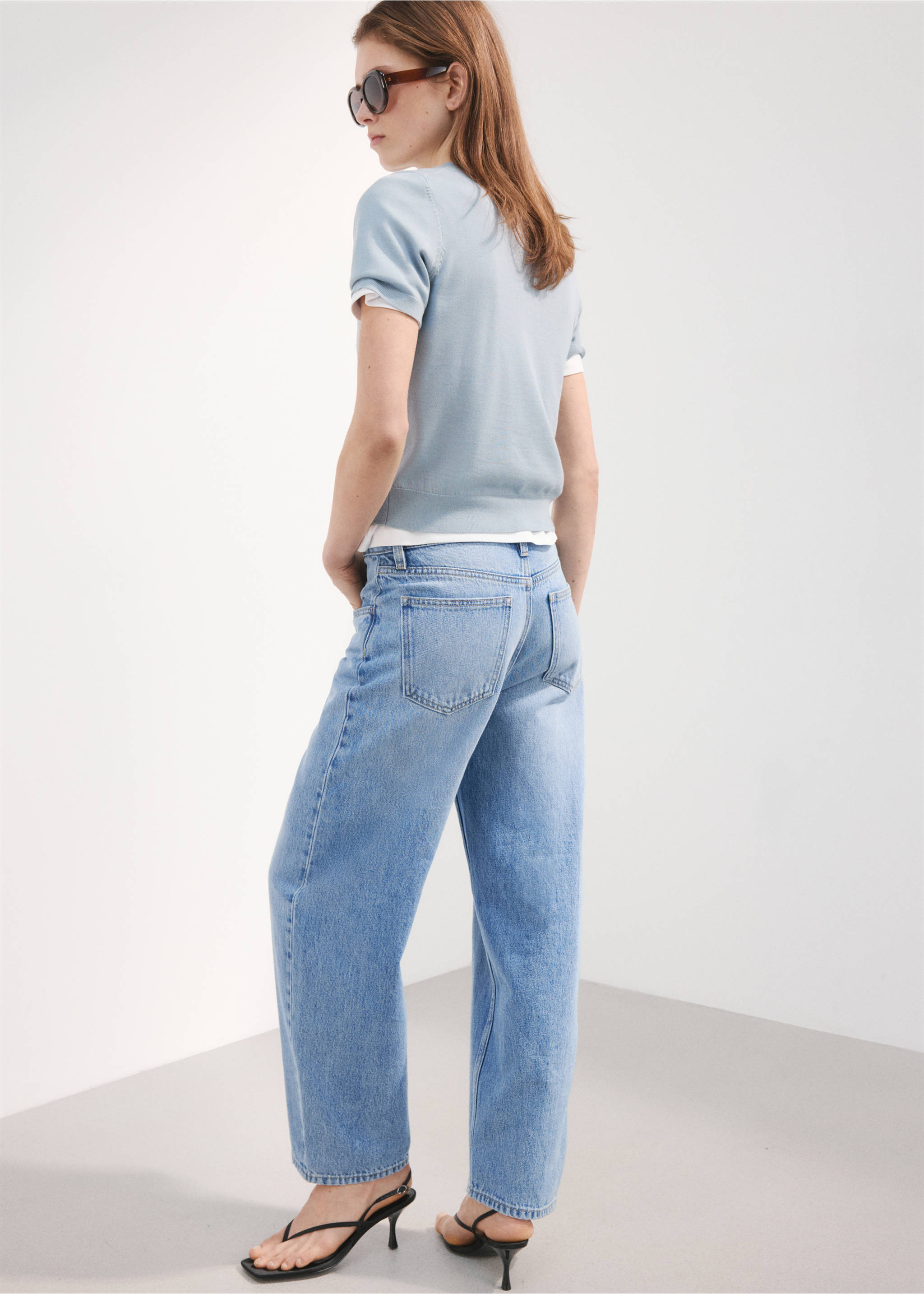 Jeans barrel tiro alt - Revers de l'article, Blau mitjà. Ref: 27034074-00.