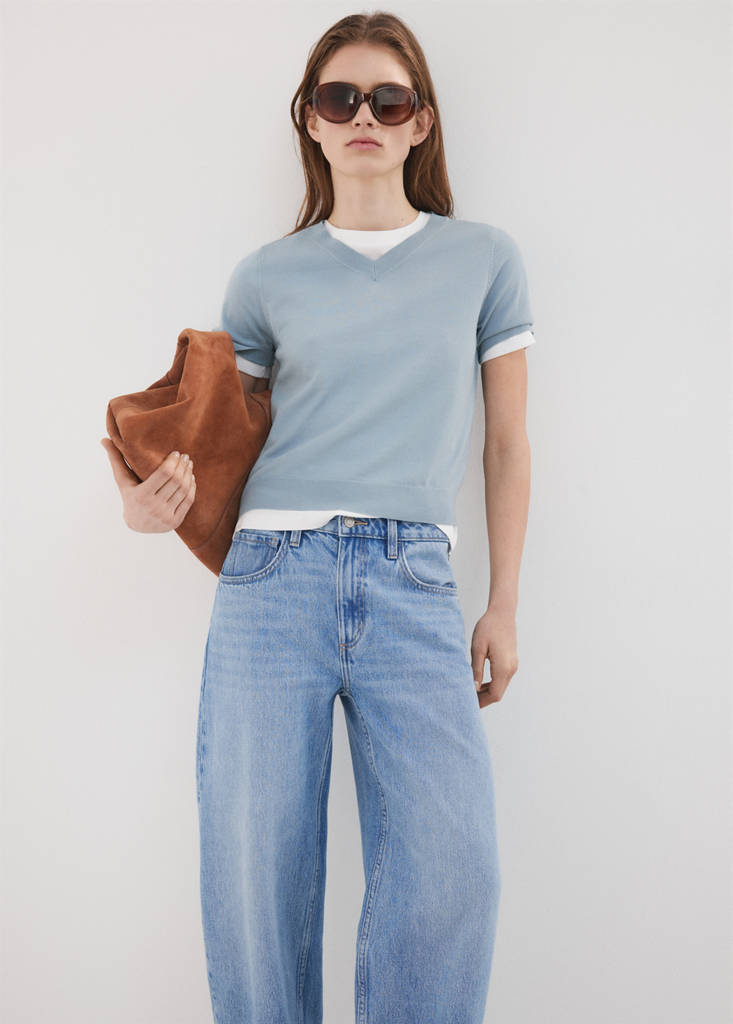 High-waisted barrel jeans — Medium Blue