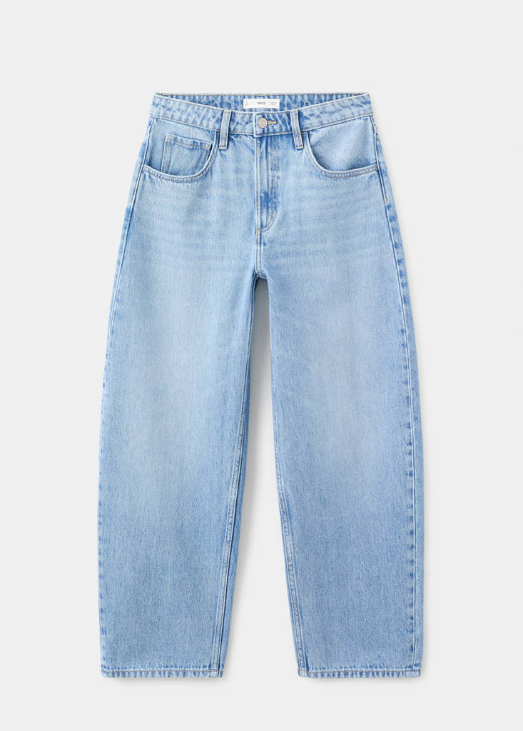 High-waisted barrel jeans — Medium Blue