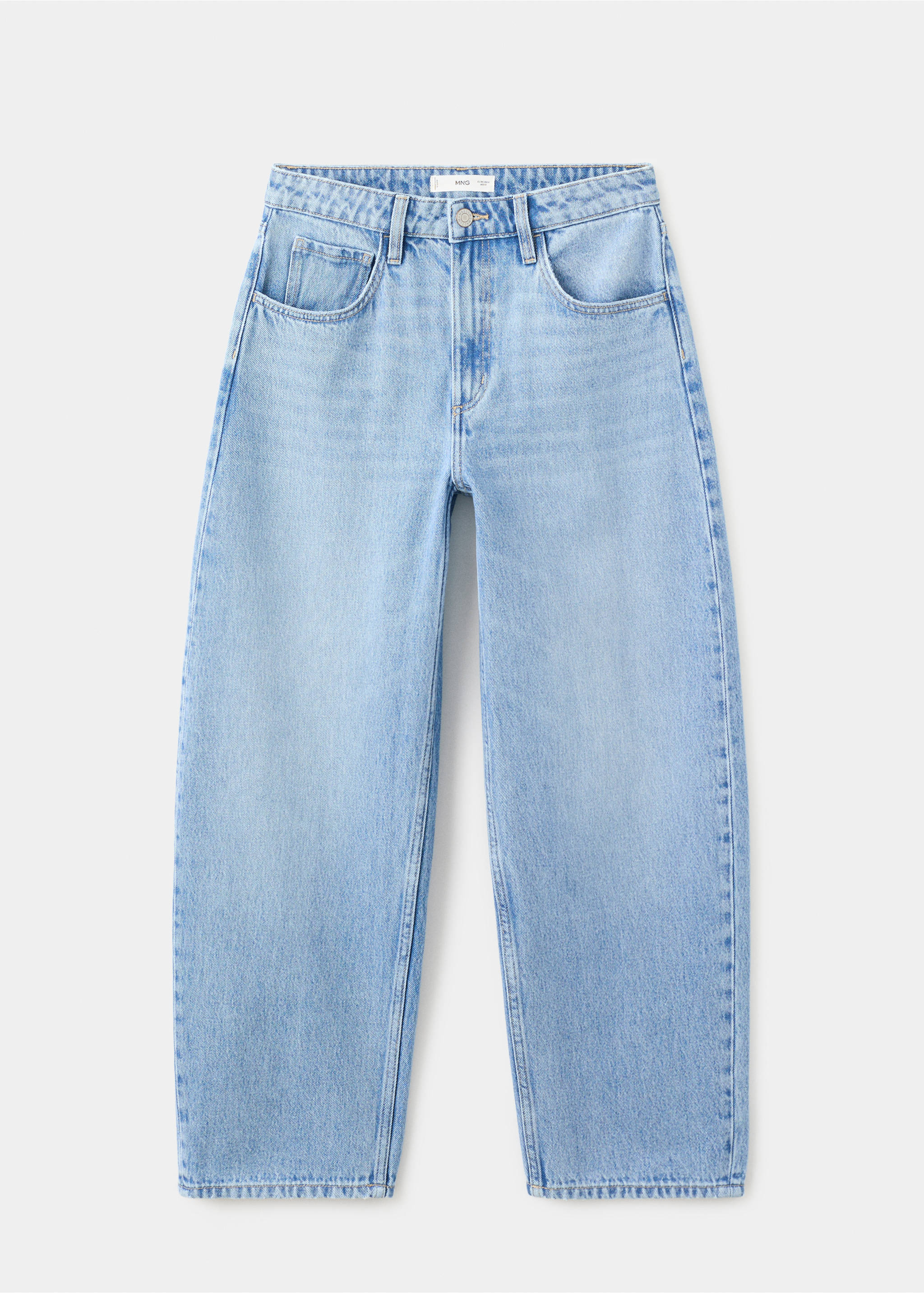 Jeans barrel tiro alto - Artículo sin modelo, Azul medio. Ref: 27034074-00.