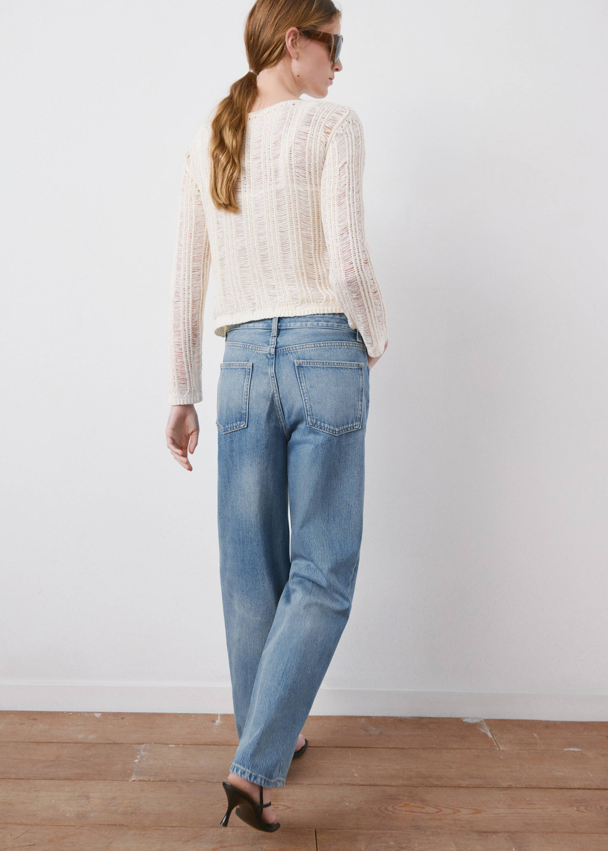 直筒低腰牛仔裤 - null