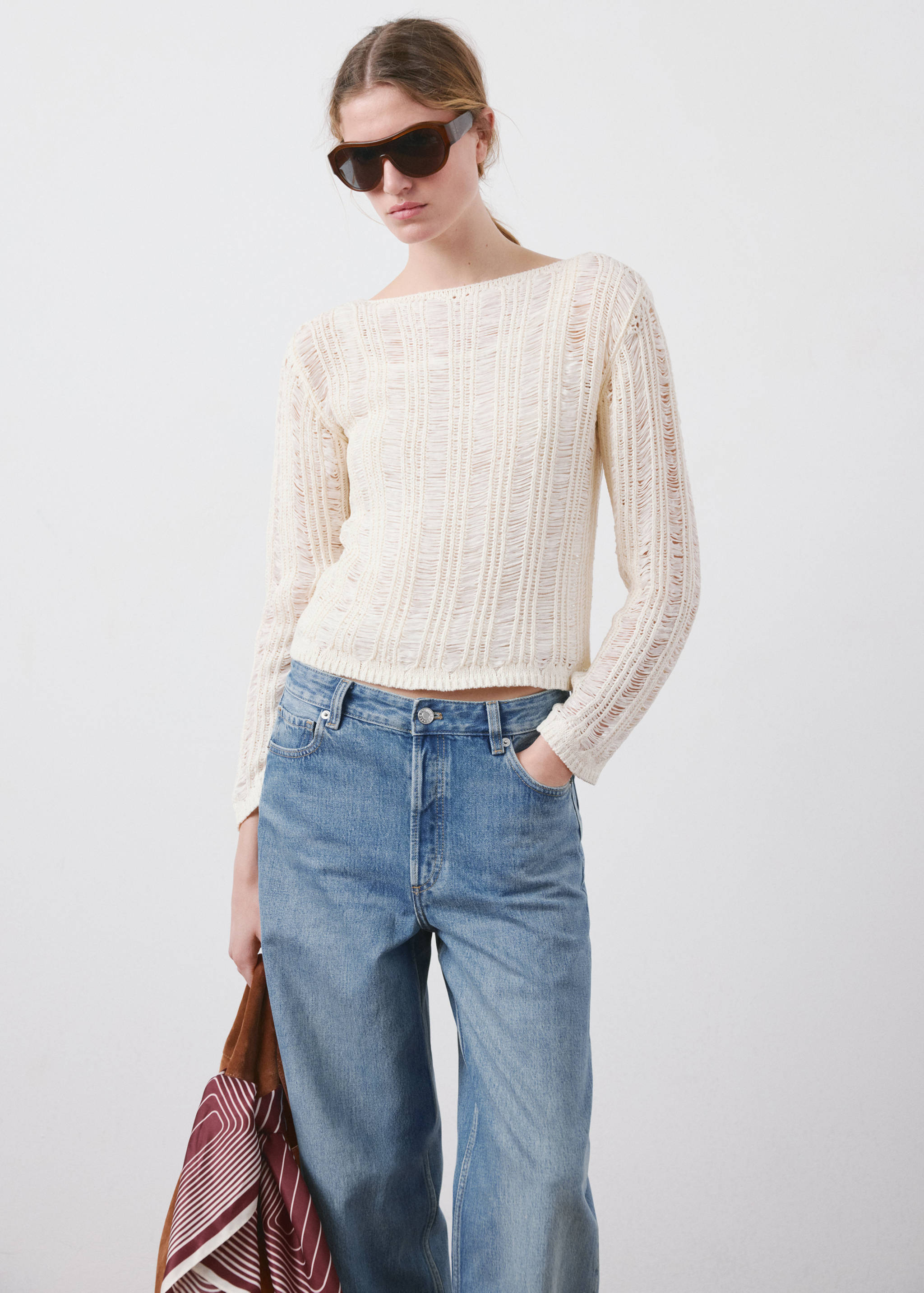 直筒低腰牛仔裤 - null