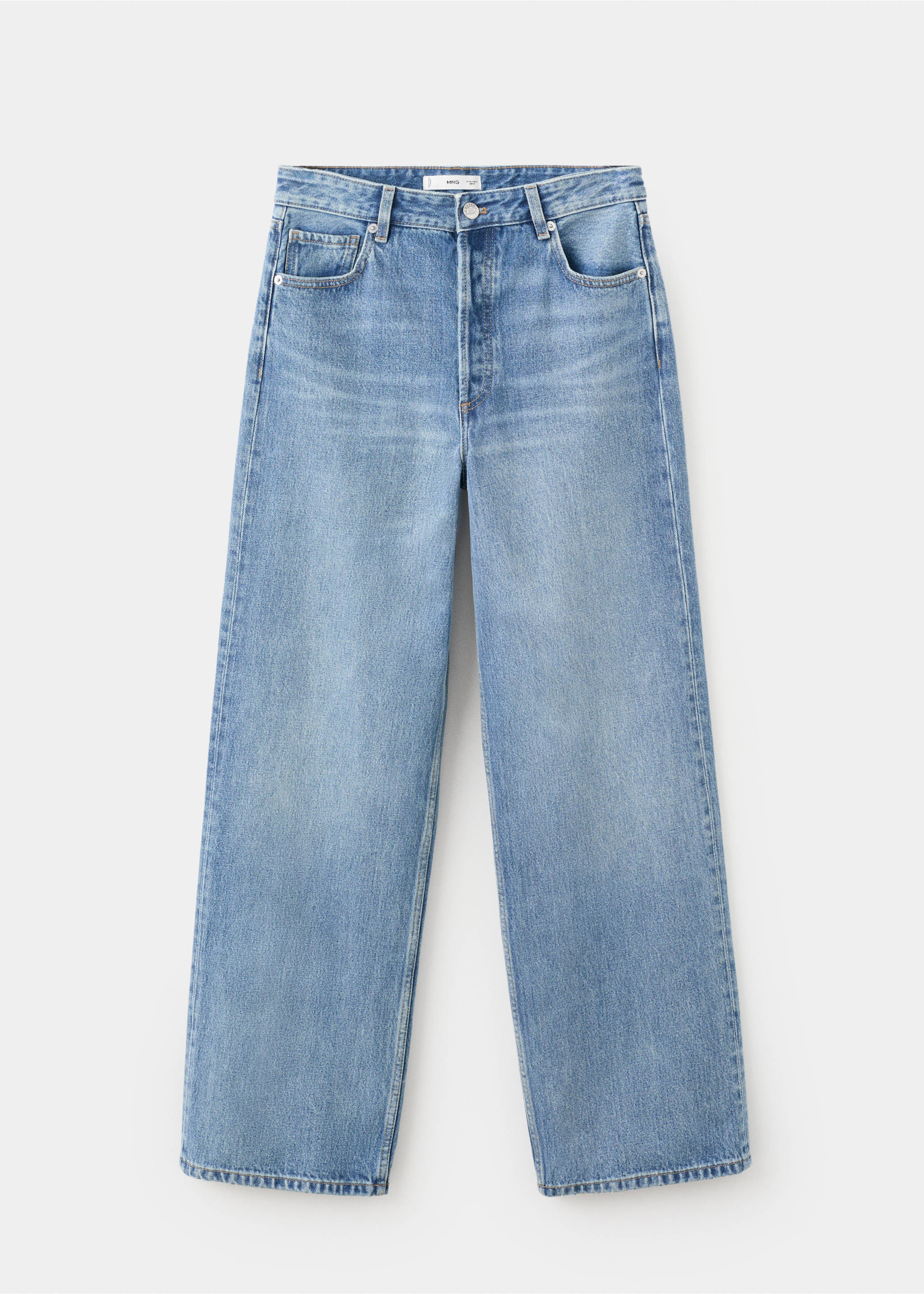 Jean droit taille basse - Article sans modèle, Bleu moyen. Ref: 27034076-00.