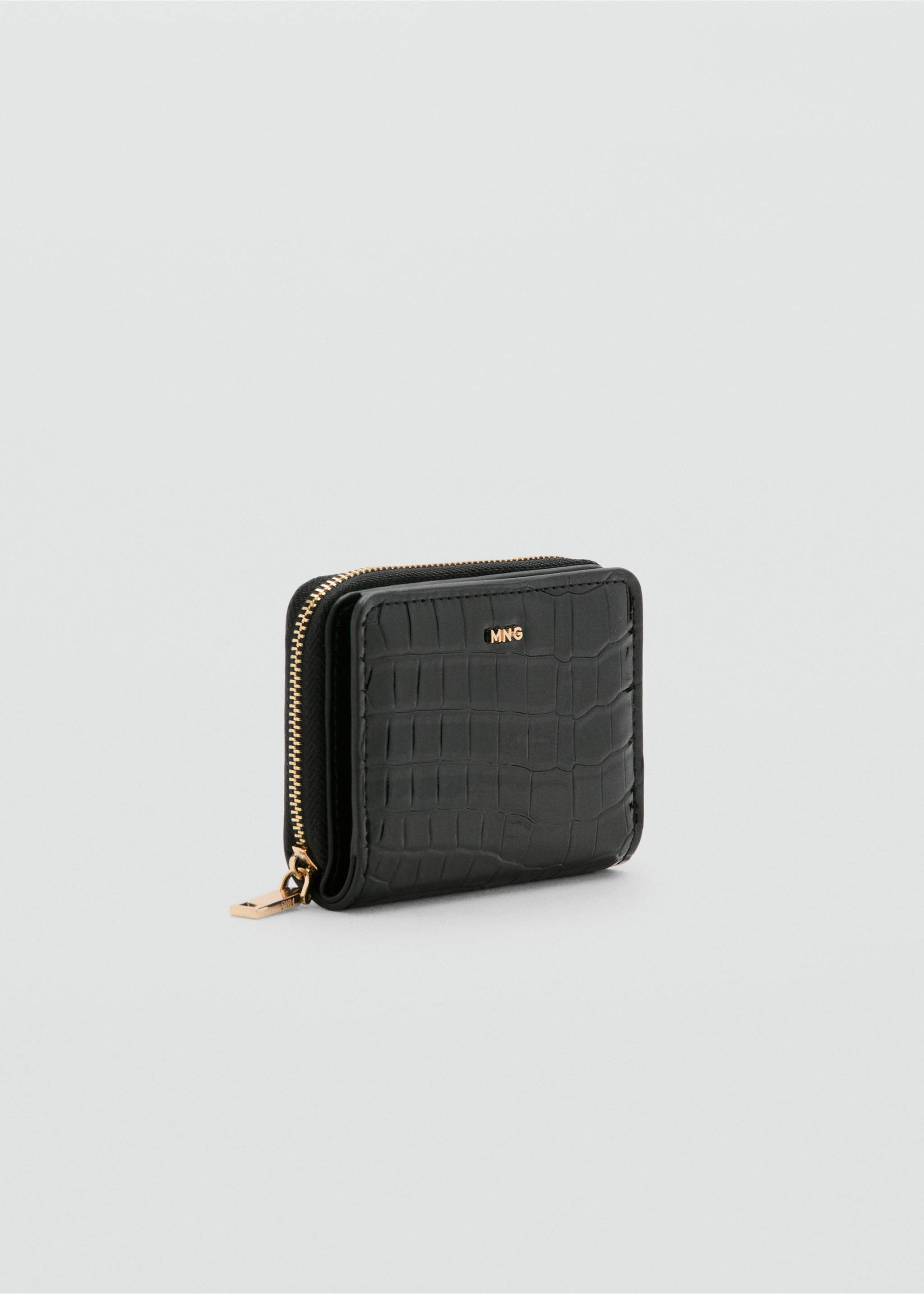Medium glossy croc wallet - Medium plane, Black. Ref: 27034077-00.