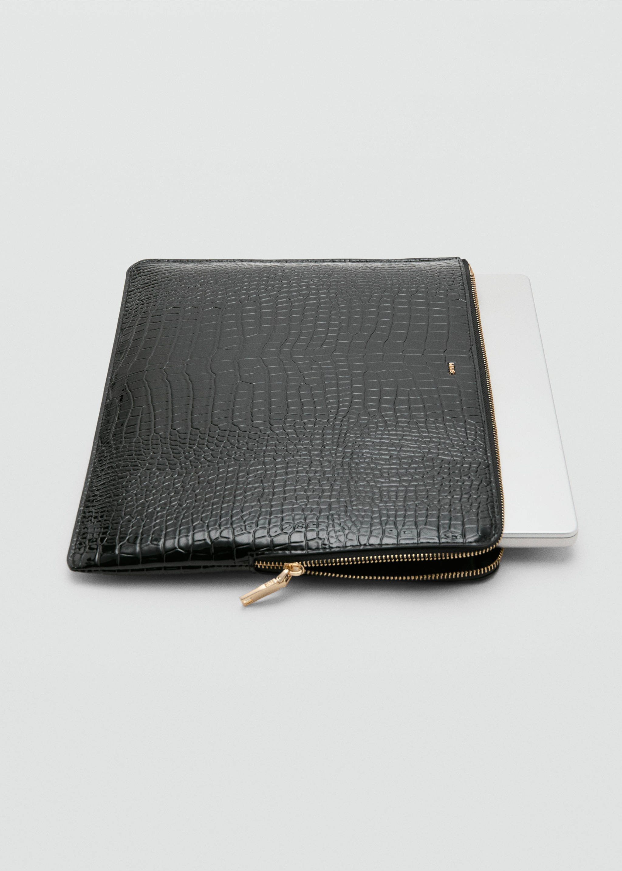 Shiny coco laptop sleeve - Details of the article 1, Black. Ref: 27034078-00.