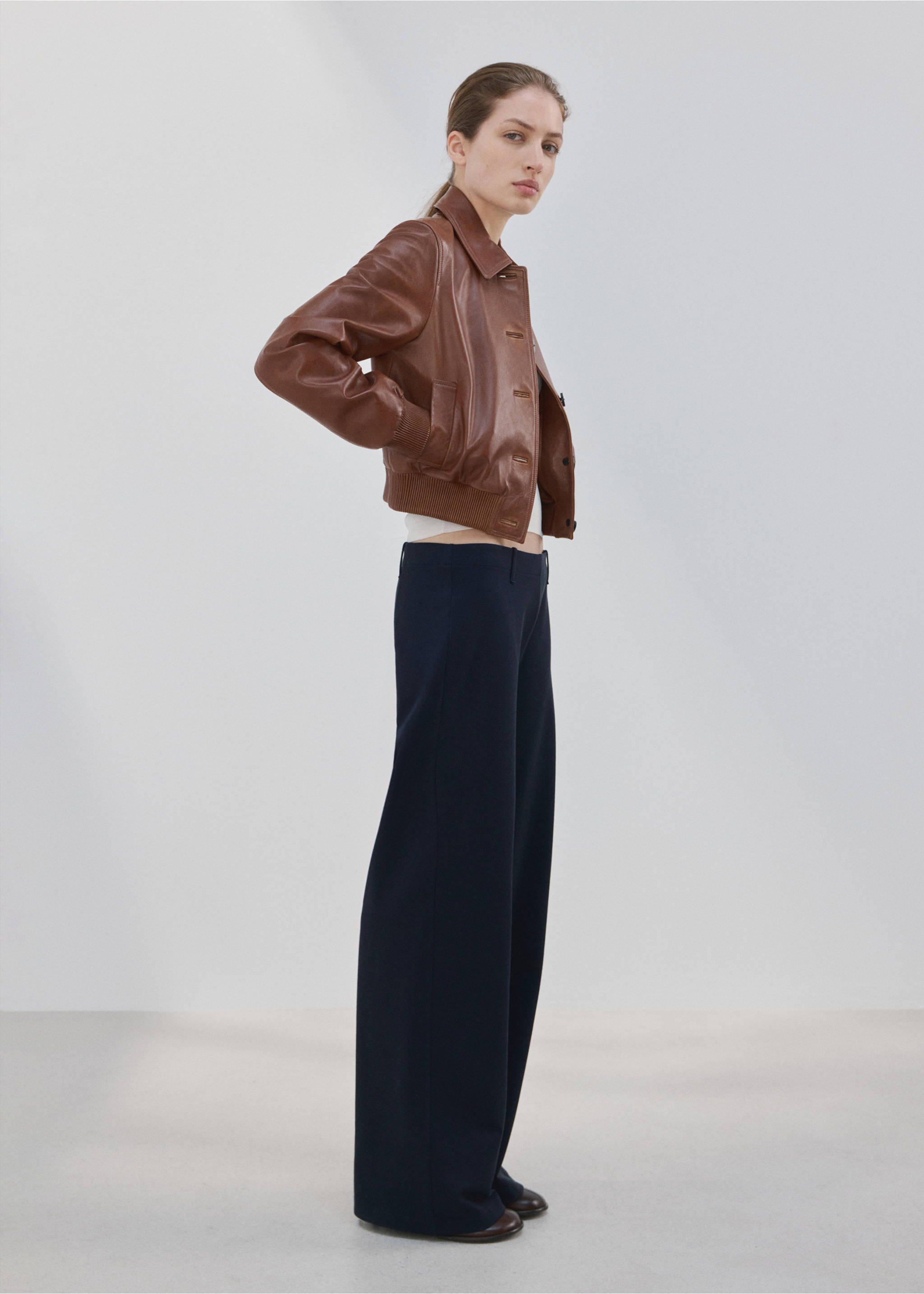 Straight lyocell trousers - General plane, Navy. Ref: 27034080-00.