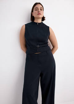 Straight lyocell trousers — Navy 7