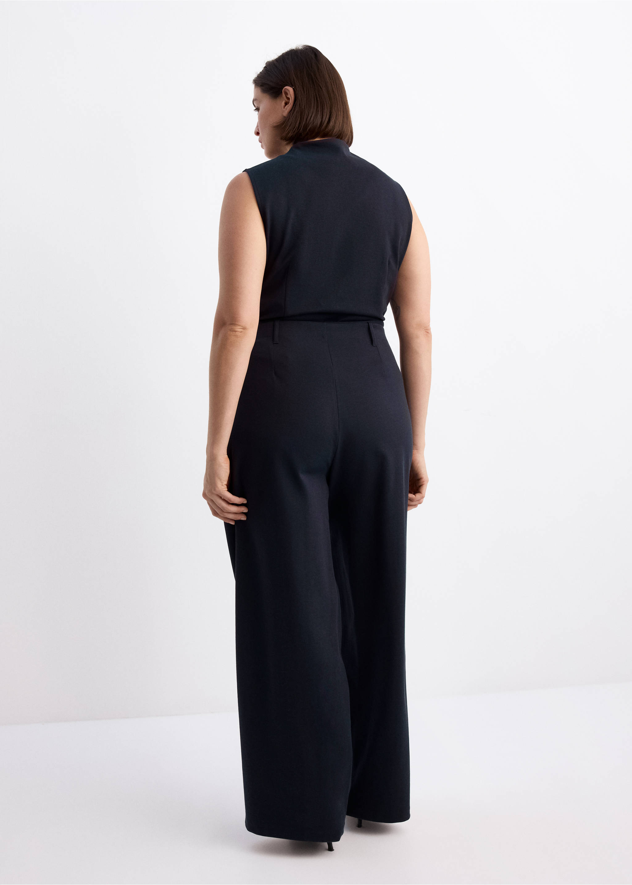 Straight lyocell trousers - Details of the article 4, Navy. Ref: 27034080-00.