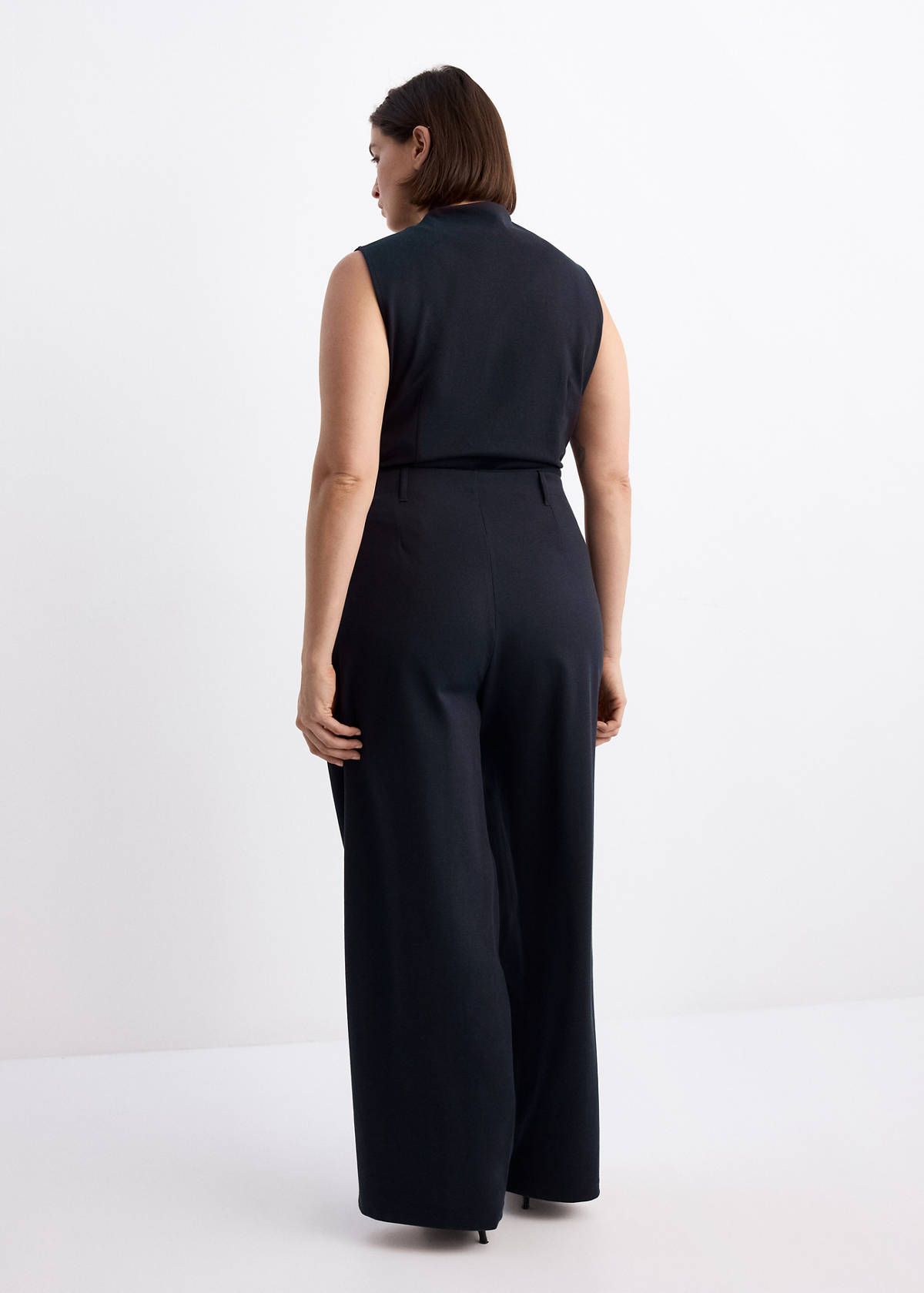 Straight lyocell trousers — Navy