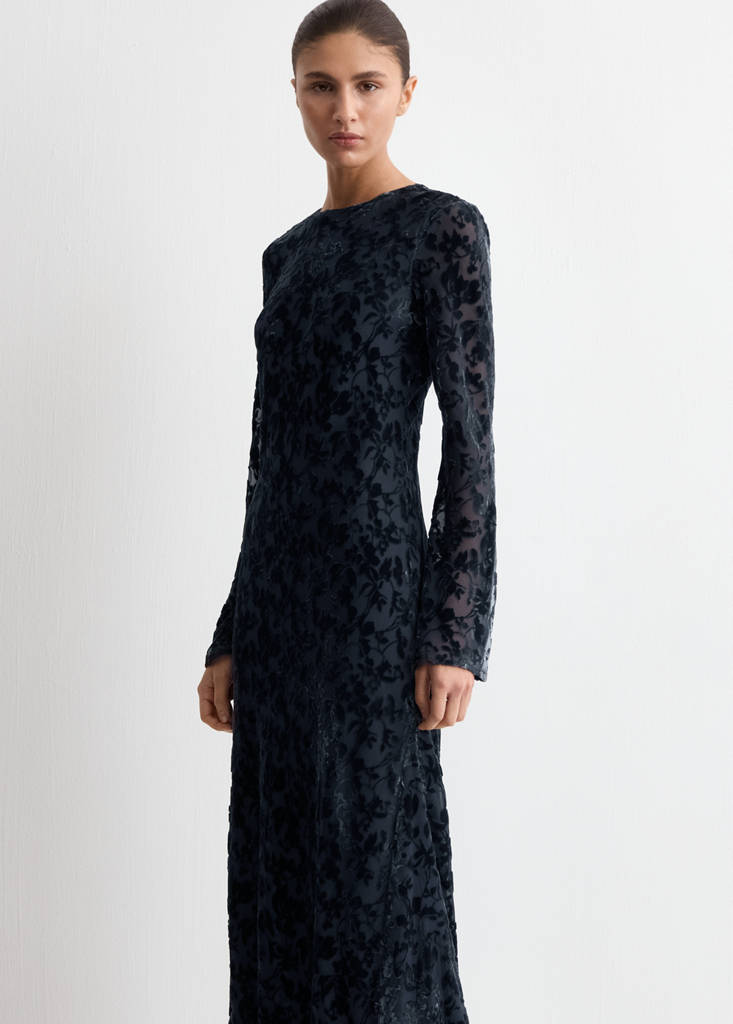 DevorÃ© dress with bell sleeves