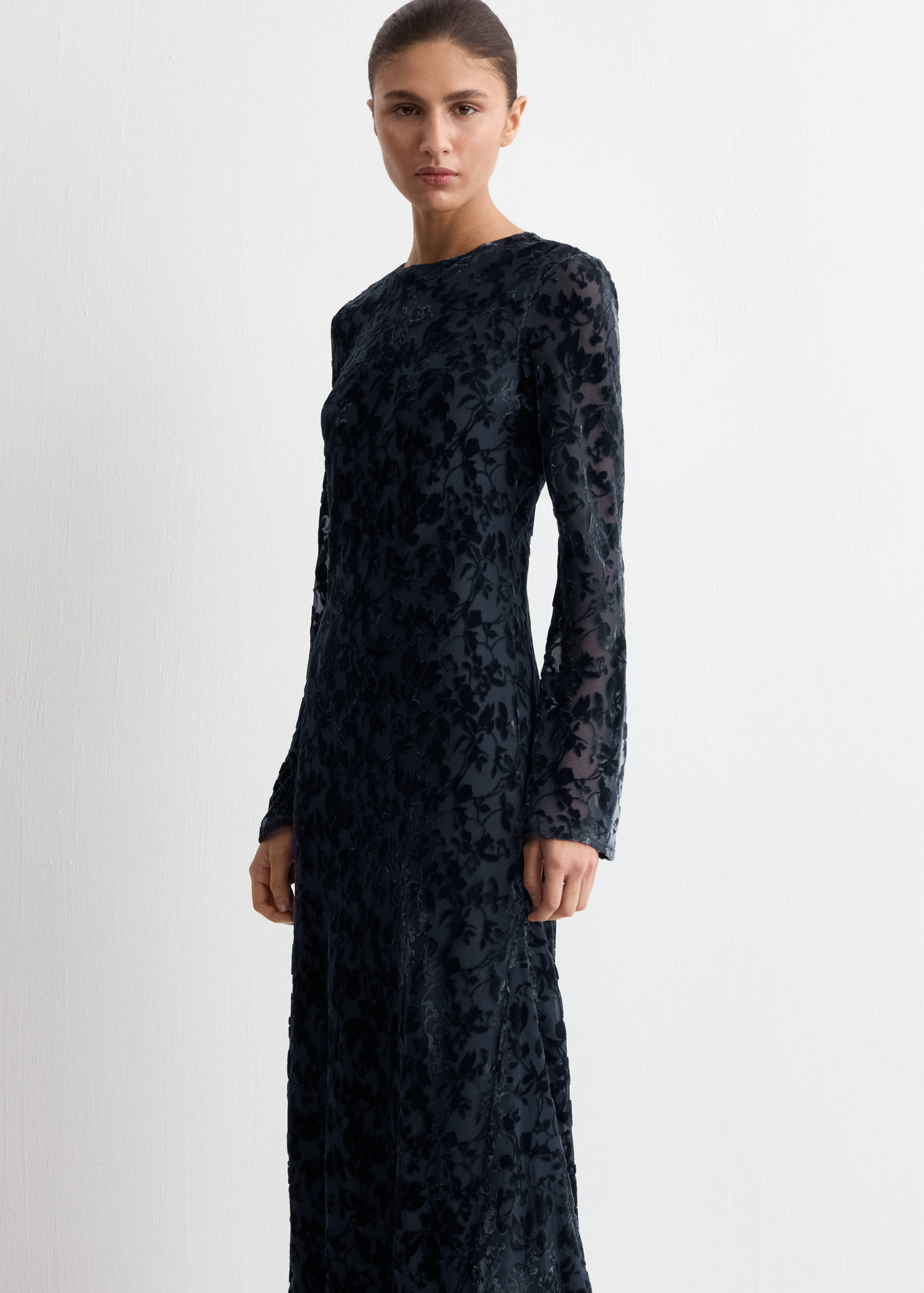 Devoré dress with bell sleeves - Medium plane