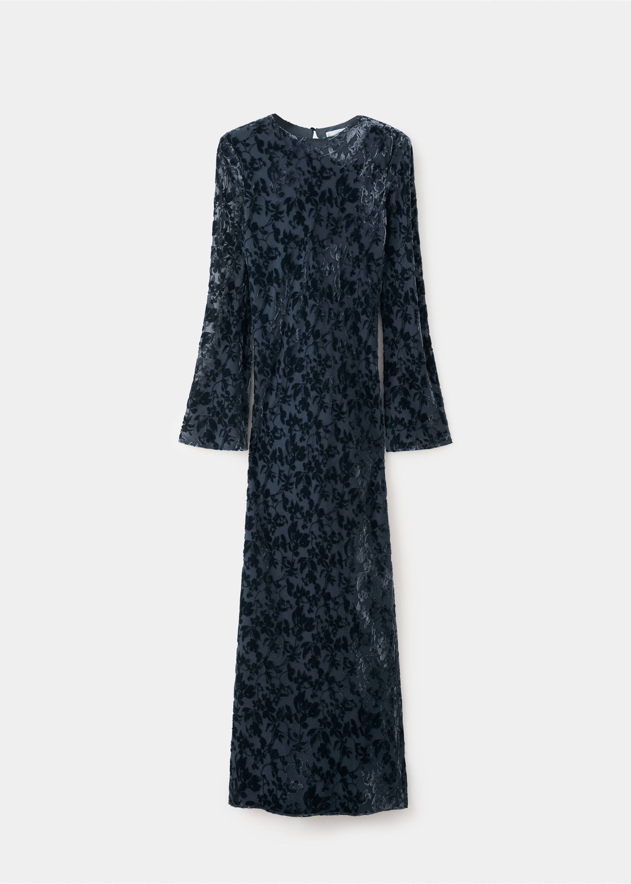 Devoré dress with bell sleeves - Article without model, Night Blue. Ref: 27034083-00.