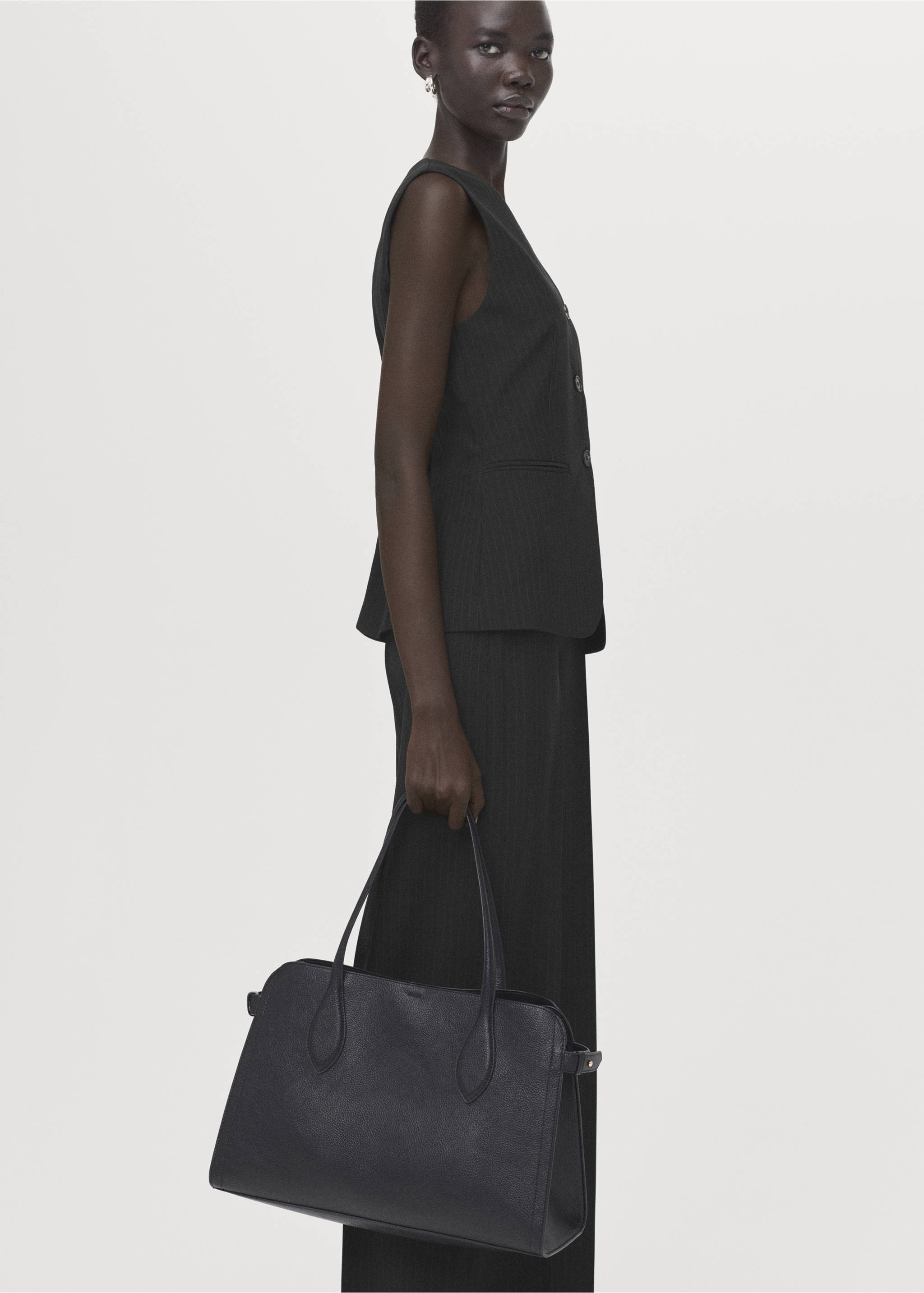 Pinstripe suit-style jumpsuit - Details of the article 2, Black. Ref: 27034085-00.