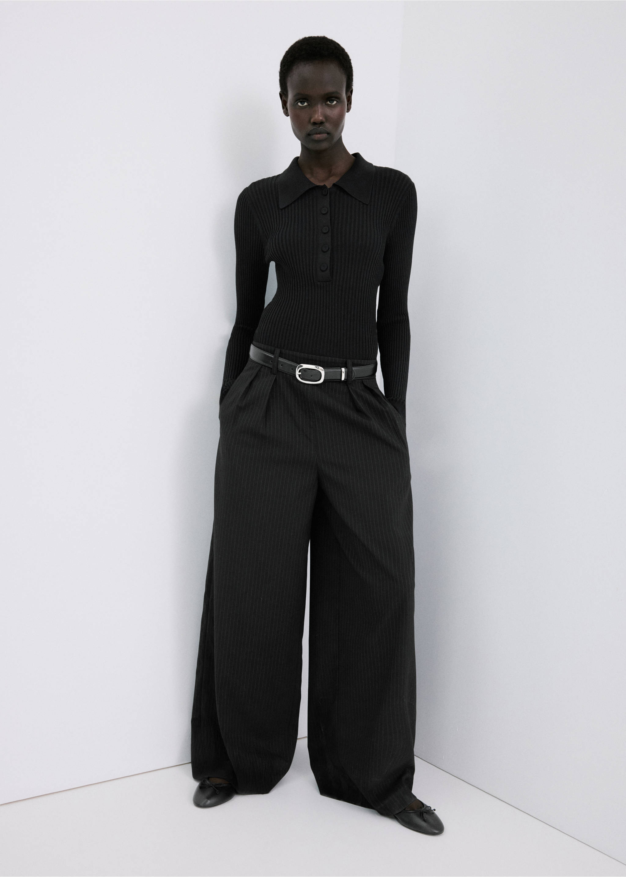 Contrast-bodice long jumpsuit - General plane, Black. Ref: 27034086-00.
