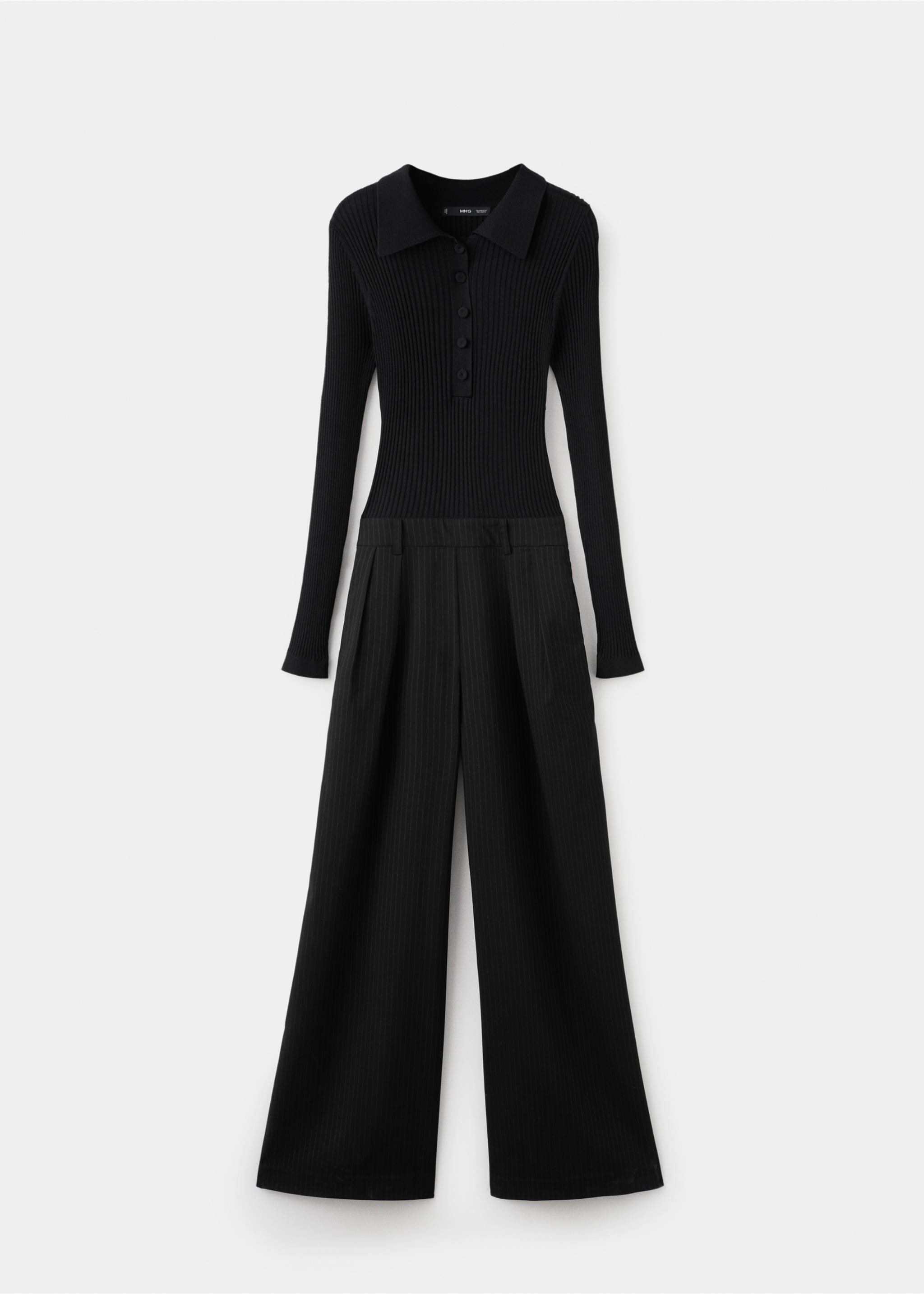 Contrast-bodice long jumpsuit - Article without model, Black. Ref: 27034086-00.