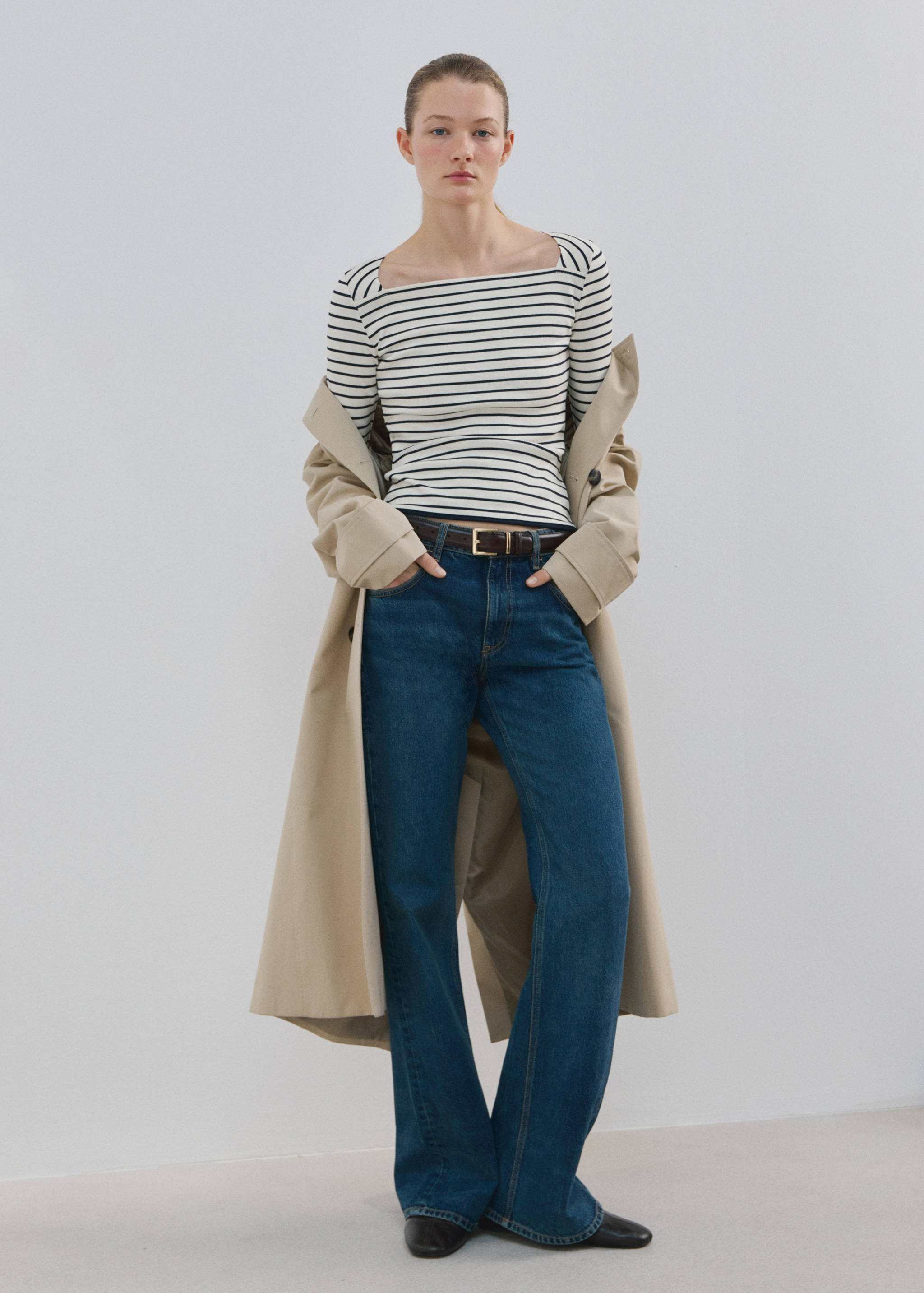 Cotton boat neck t-shirt - General plane