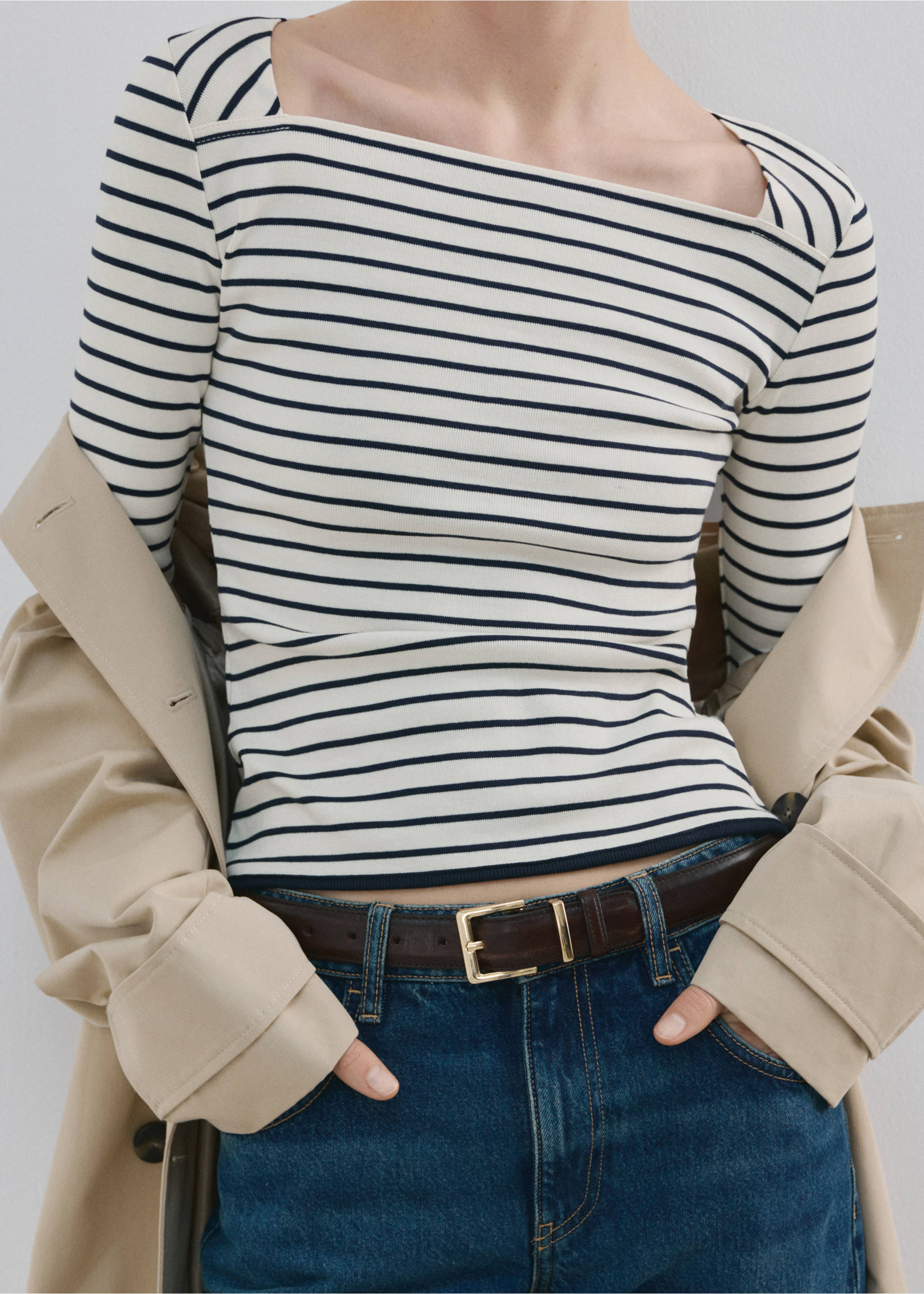 Samarreta coll vaixell cotó - Detall de l'article 1, Blanc trencat. Ref: 27034087-00.