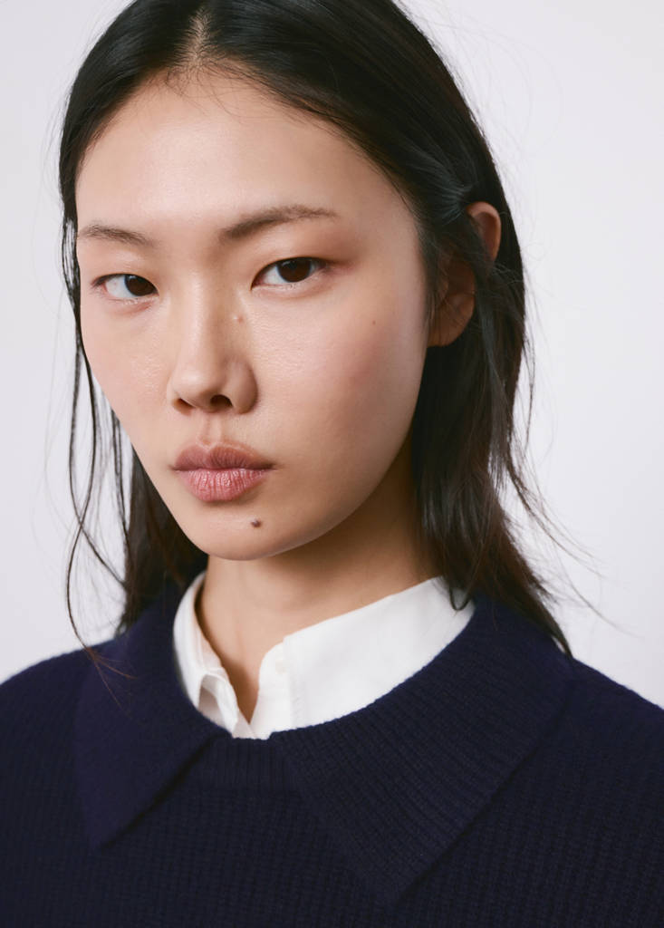 Knitted polo-neck sweater — Dark Navy