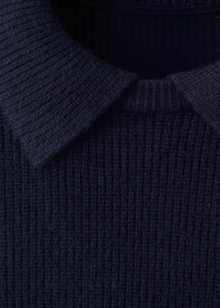 Knitted polo-neck sweater — Dark Navy