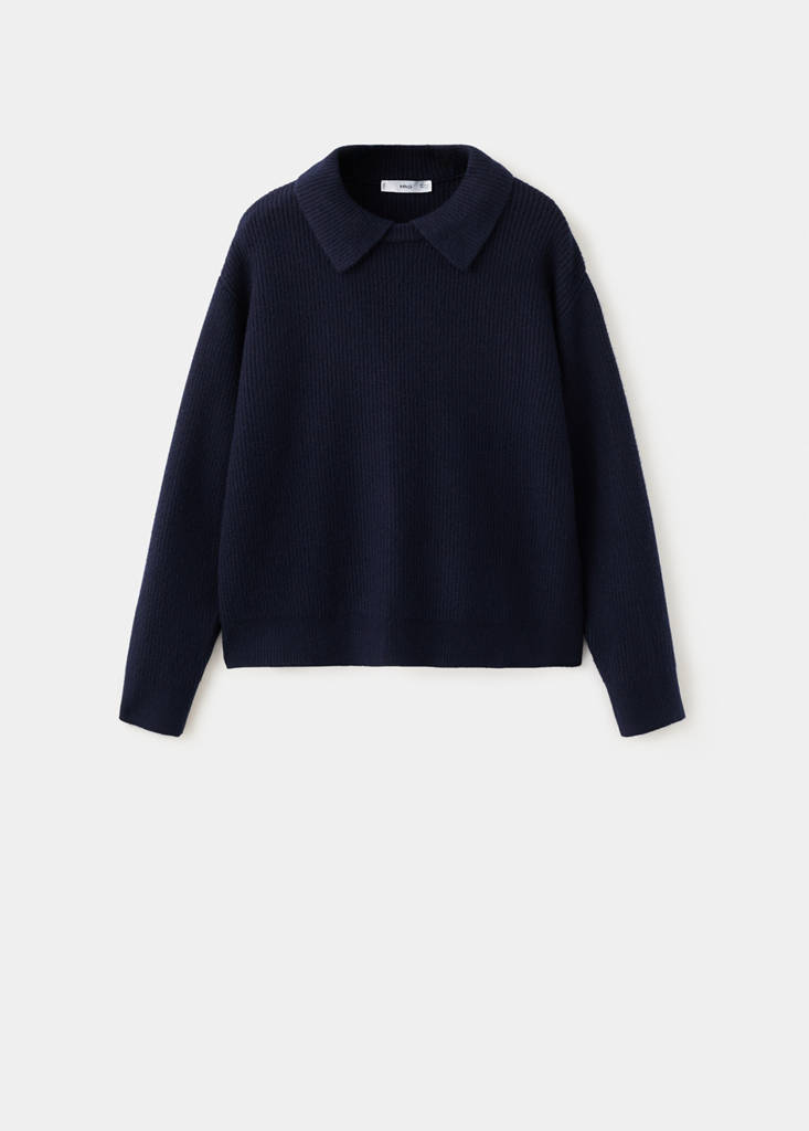 Knitted polo-neck sweater — Dark Navy