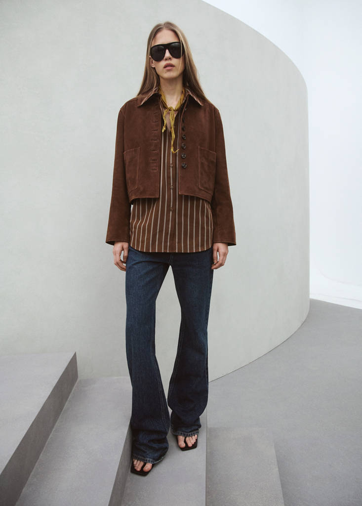 Pocket striped shirt — Brown