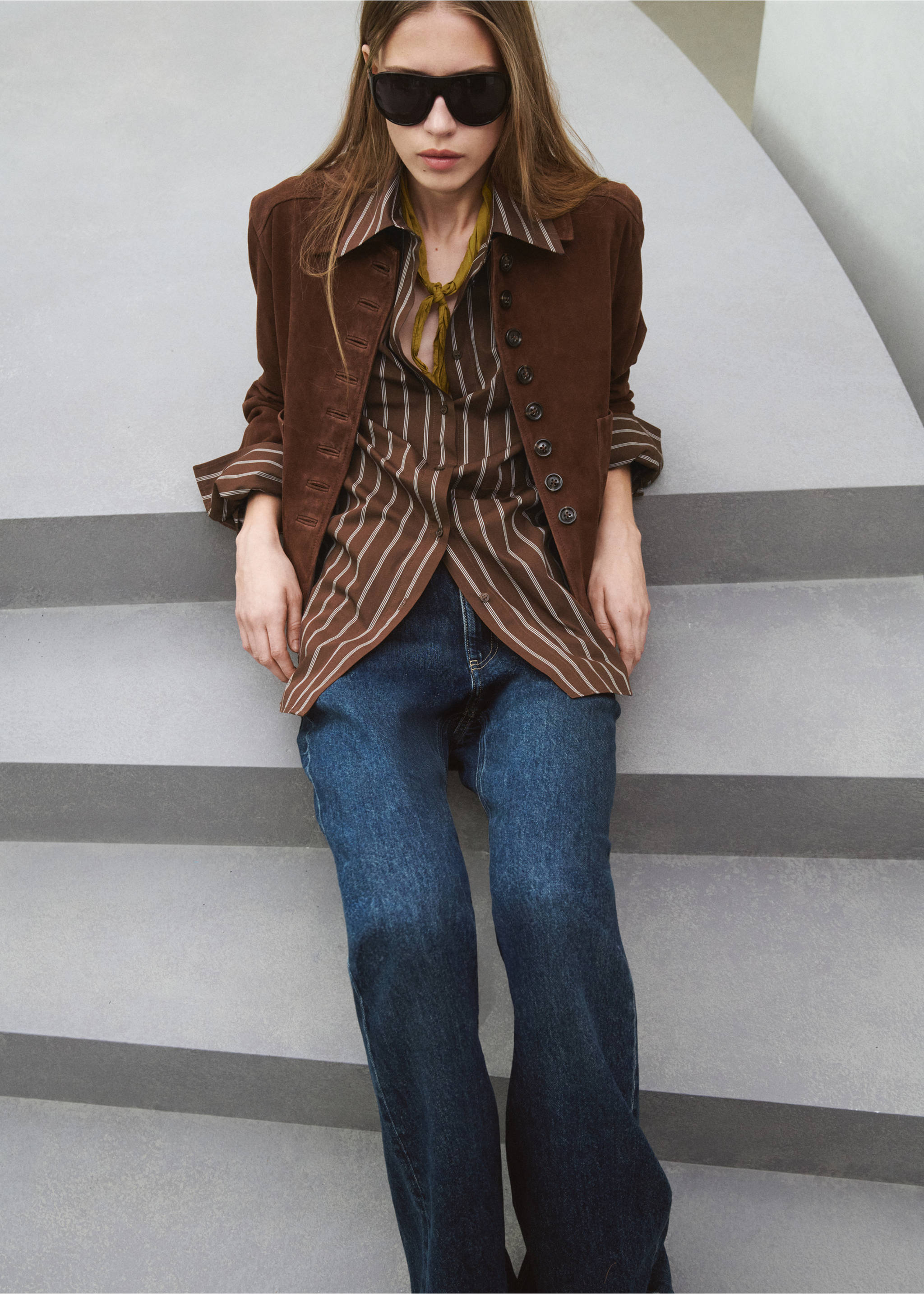 Camisa rayas bolsillo - Detalle del artículo 1, Marrón. Ref: 27034089-00.