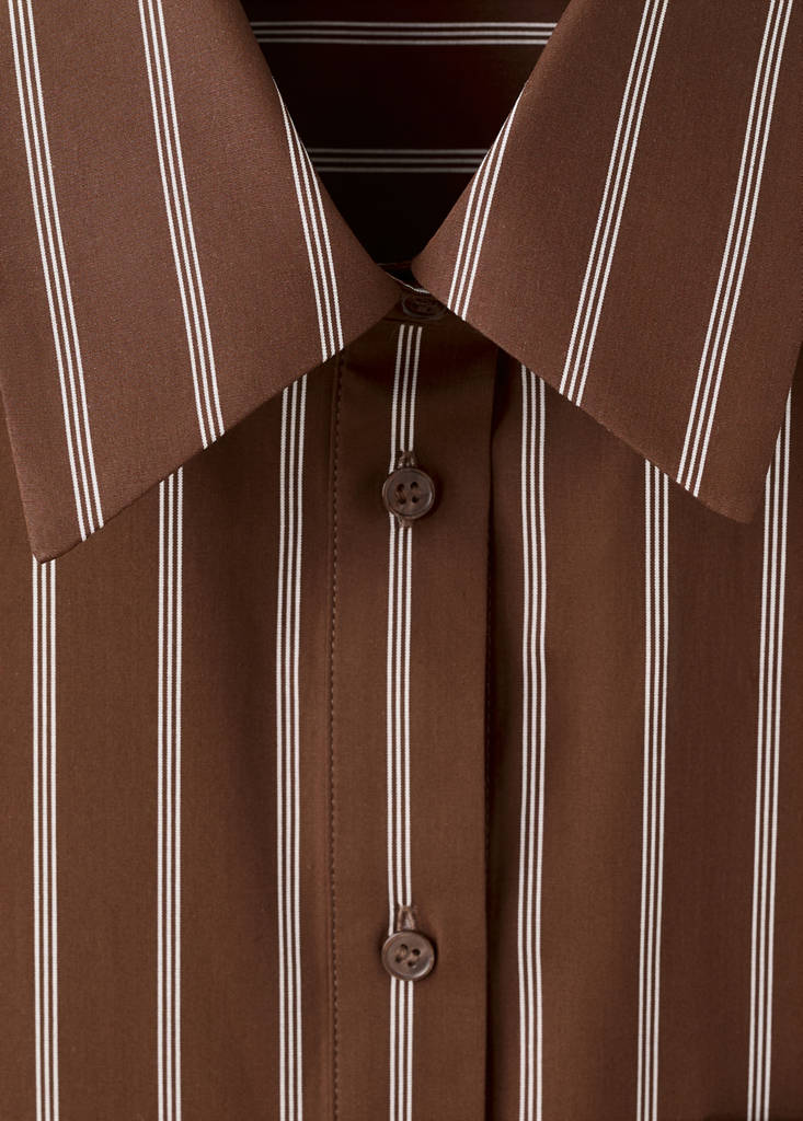 Pocket striped shirt — Brown